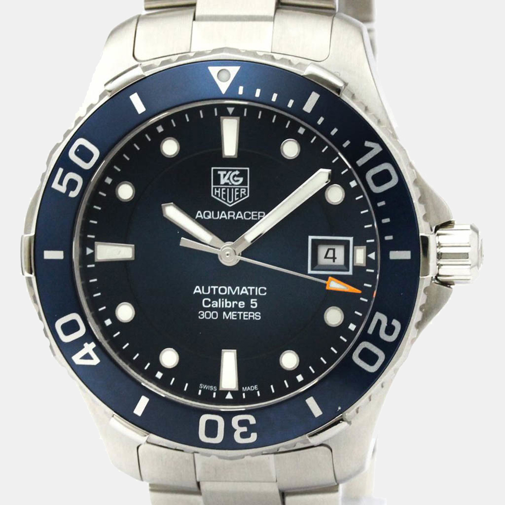

Tag Heuer Blue Stainless Steel Aquaracer Caliber 5 Automatic WAN2111 Men's Wristwatch 42 MM