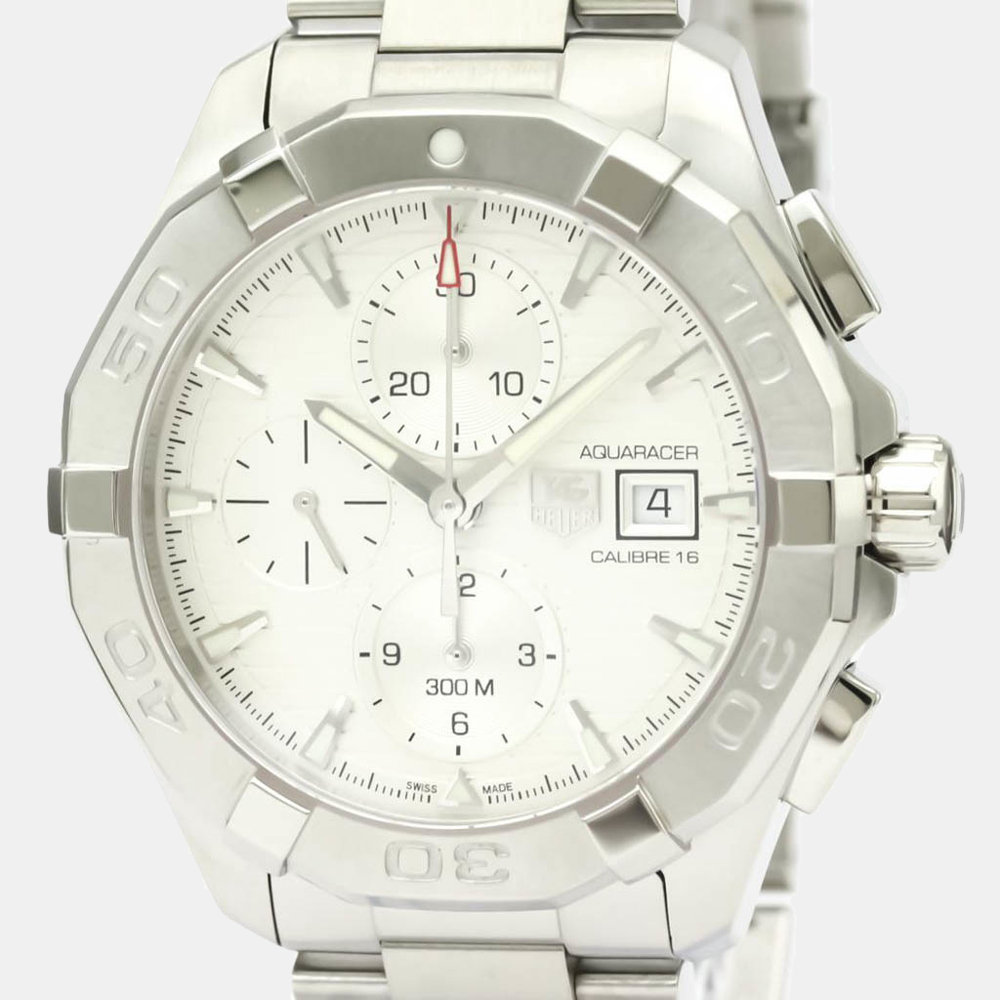 

Tag Heuer Silver Stainless Steel Aquaracer Calibre 16 Chronograph CAY2111 Men's Wristwatch 43 MM