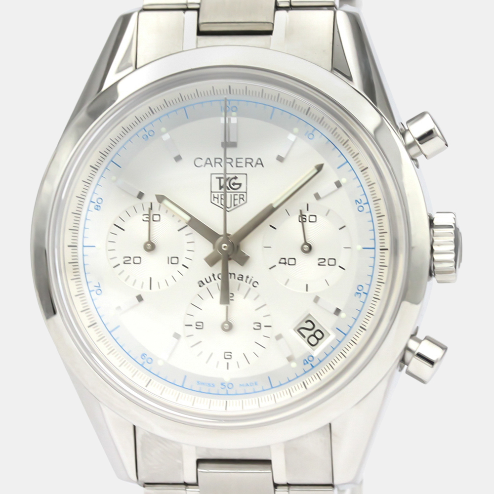 

Tag Heuer Silver Stainless Steel Carrera Chronograph CV2110 Automatic Men's Wristwatch 38 MM