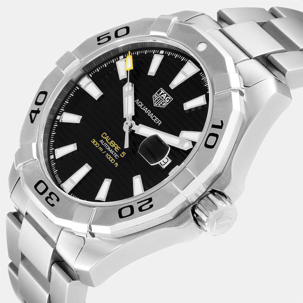 

Tag Heuer Black Stainless Steel Aquaracer WAY2010 Men's Wristwatch 43 MM