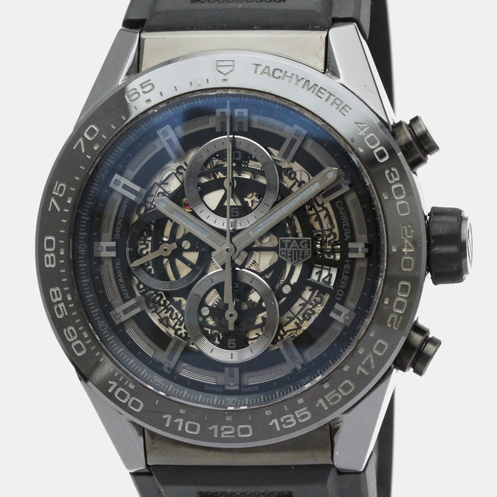 

Tag Heuer Black Stainless Steel Carrera Calibre Heuer 01 Automatic CAR2A90 Men's Wristwatch 45 MM