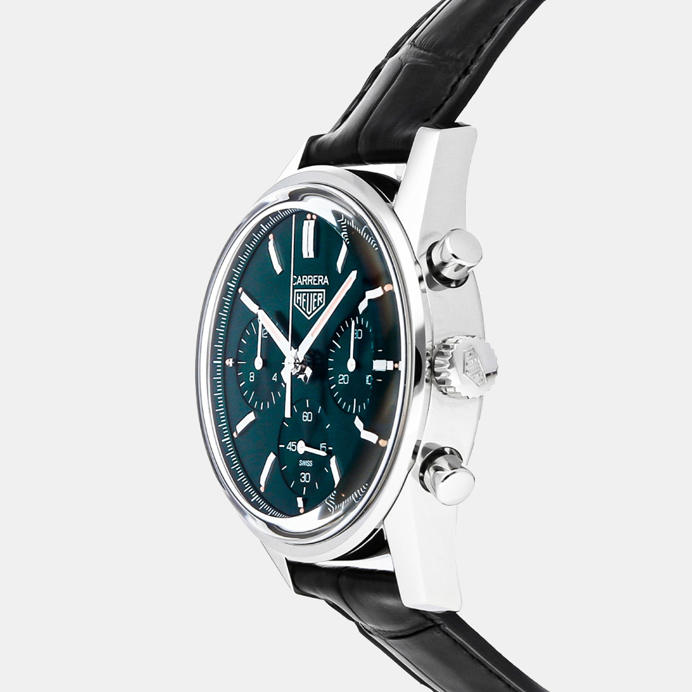 

Tag Heuer Green Stainless Steel Carrera Chronograph Calibre Heuer 02 CBK221F.FC6479 Men's Wristwatch 39 MM