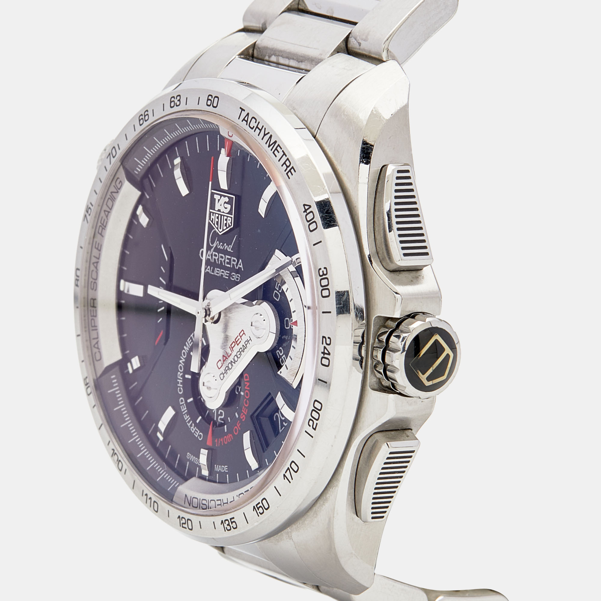 

TAG Heuer Blue Stainless Steel Grand Carrera Calibre, Silver