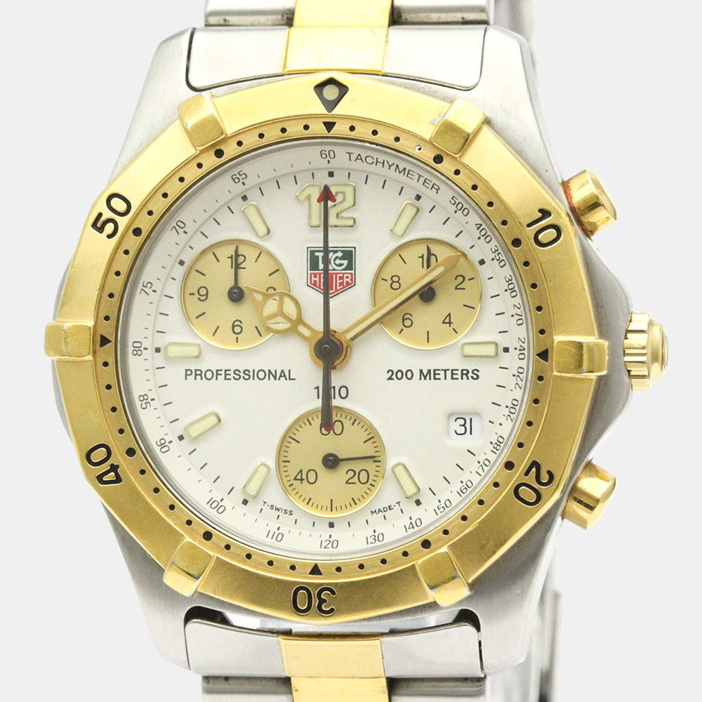 

Tag Heuer White Gold Plated Stainless Steel 2000 Classic Professional Quartz Chronograph CK1121 Men's Wristwatch 37 mm