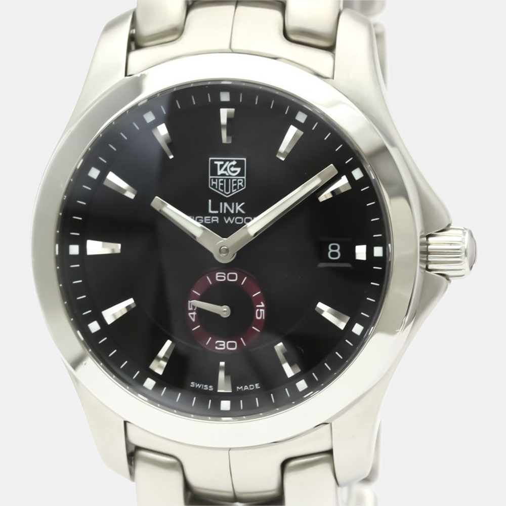 

Tag Heuer Black Stainless Steel Link Tiger Woods LTD Edition Automatic WJ2110 Men's Wristwatch 39 mm