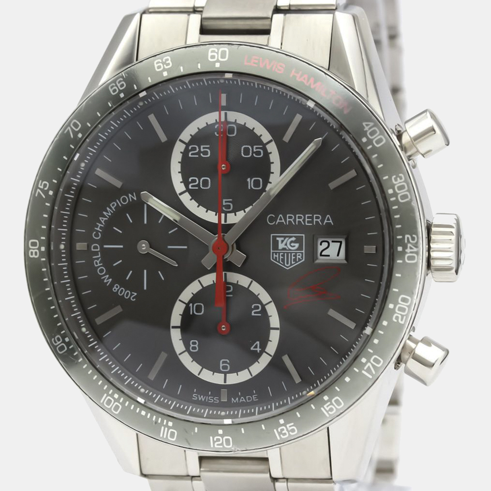 

Tag Heuer Grey Stainless Steel Carrera Chronograph Lewis Hamilton CV201M Men's Wristwatch 41 mm