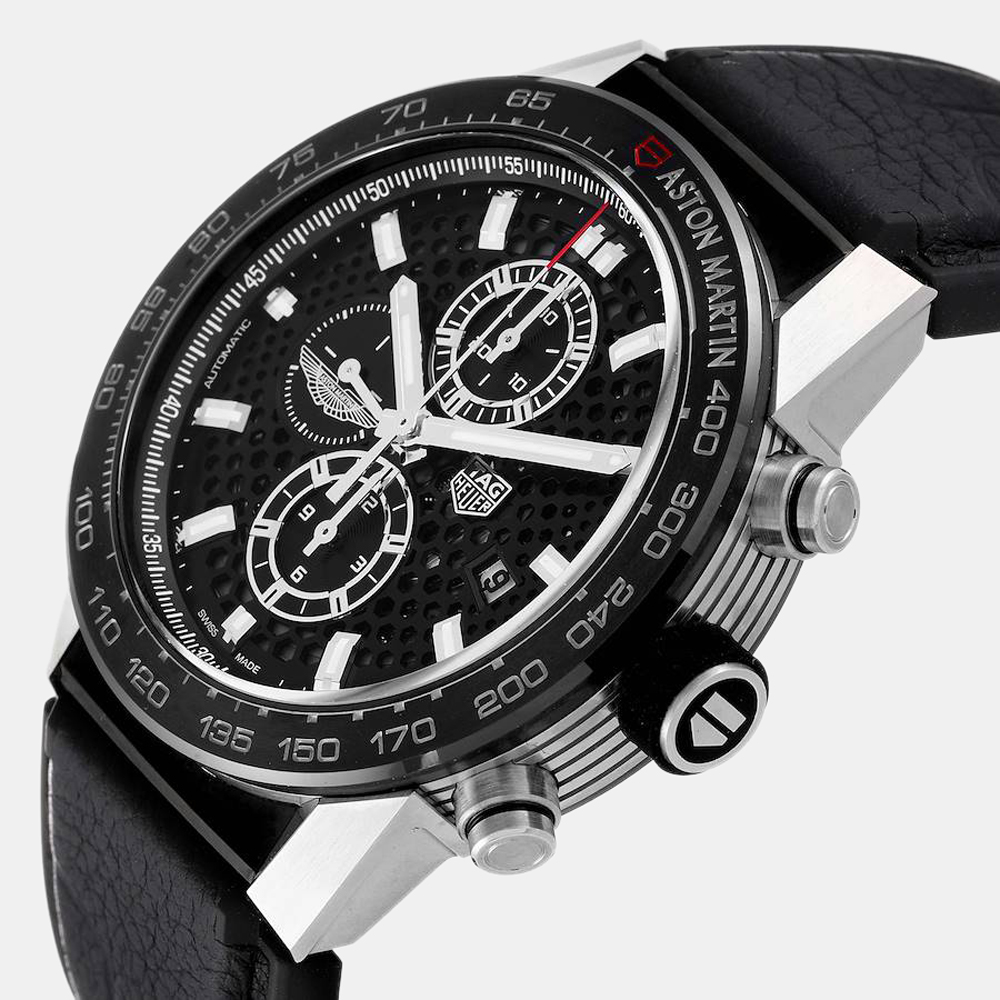 

Tag Heuer Black Stainless Steel Carrera Caliber Heuer 01 Aston Martin Limited Edition CAR2A1AB Men's Wristwatch 43 mm