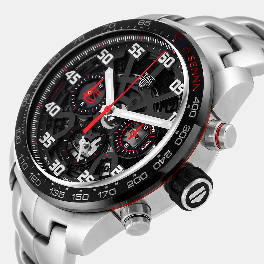 

Tag Heuer Grey Stainless Steel Carrera Senna Special Edition Chronograph CBG2013 Men's Wristwatch 43 mm