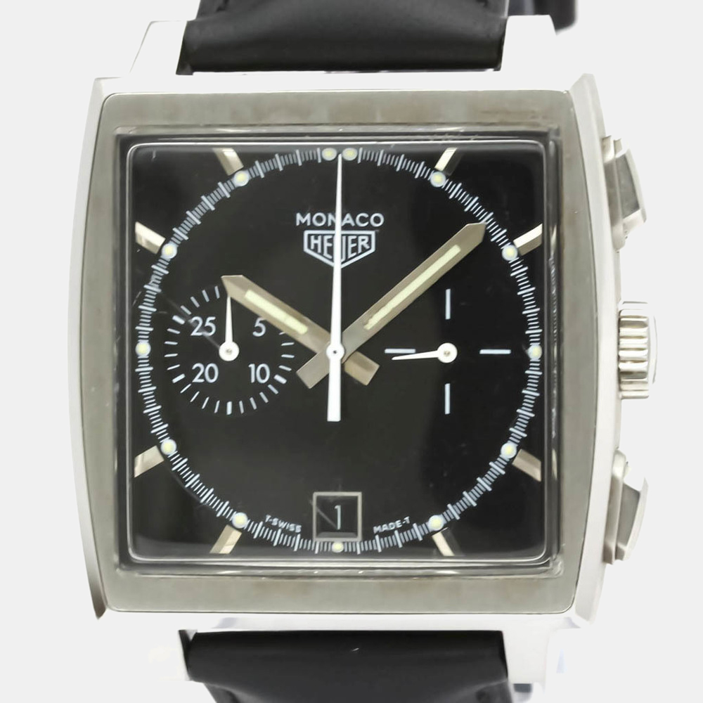 

Tag Heuer Black Stainless Steel Monaco Chronograph LTD Edition CS2110 Men's Wristwatch 39 mm