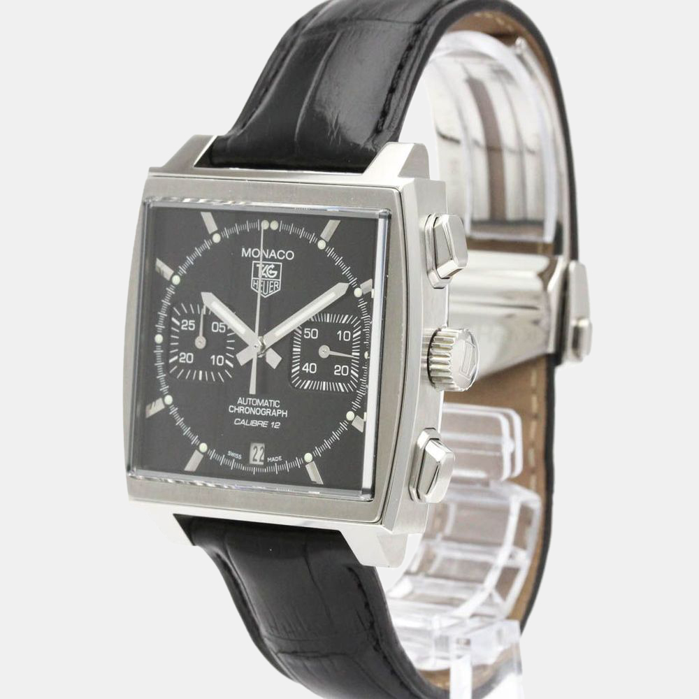

Tag Heuer Black Stainless Steel Monaco CAW2110 Chronograph Men's Wristwatch 39 mm