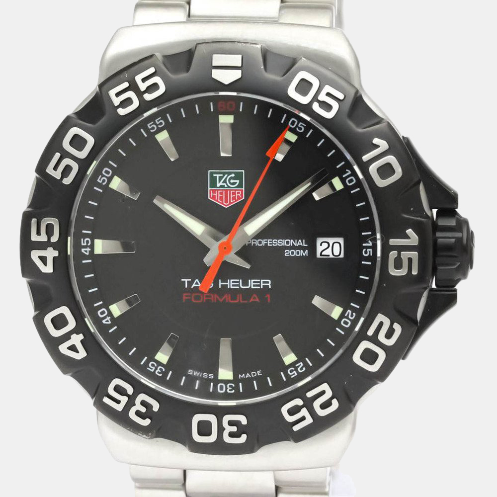

Tag Heuer Black Stainless Steel Formula 1 WAH1110 Quartz Men's Wristwatch 41 mm