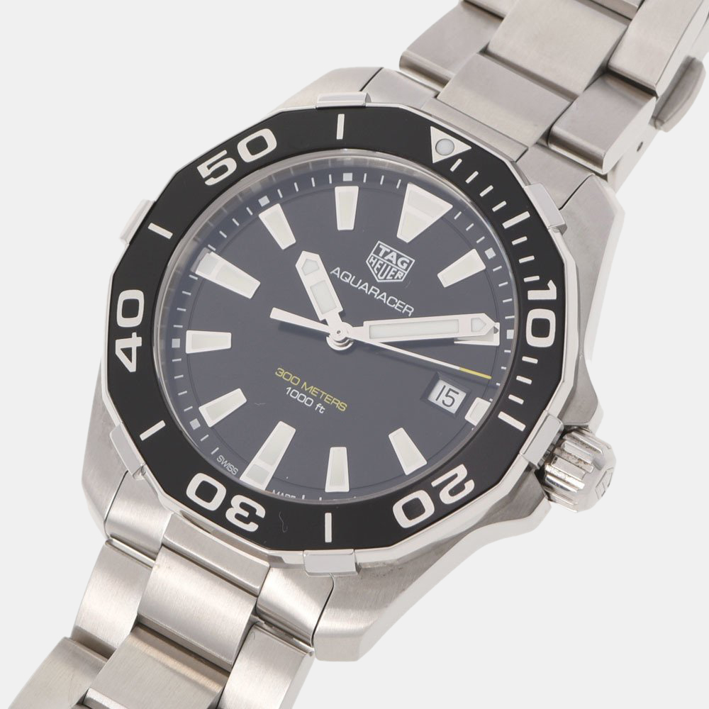

Tag Heuer Black Stainless Steel Aquaracer WAY111A.BA0928 Quartz Men's Wristwatch 40 mm