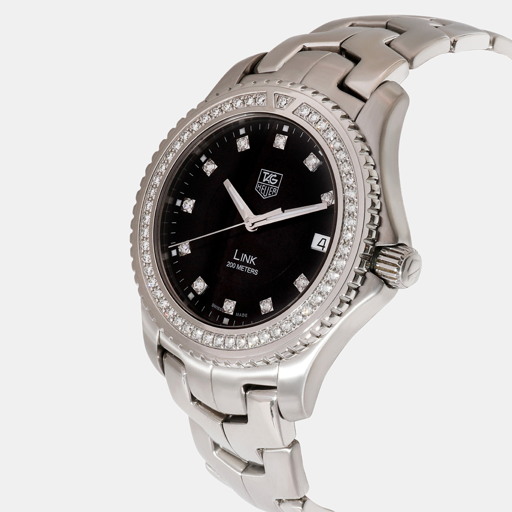 

Tag Heuer Black Diamond Stainless Steel Link WJ1117.BA0575 Quartz Men's Wristwatch 39 mm