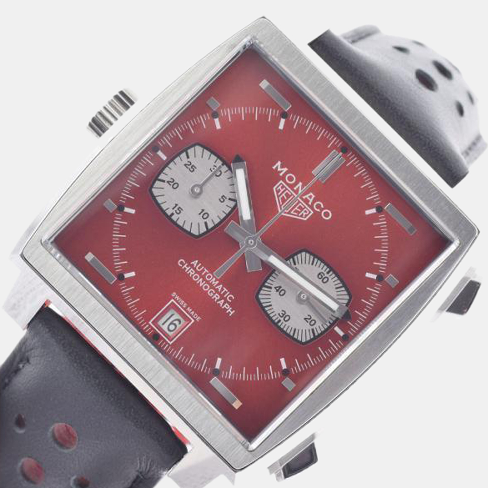 

Tag Heuer Red Stainless Steel Monaco CAW211W.FC6467 Automatic Men's Wristwatch 39 mm