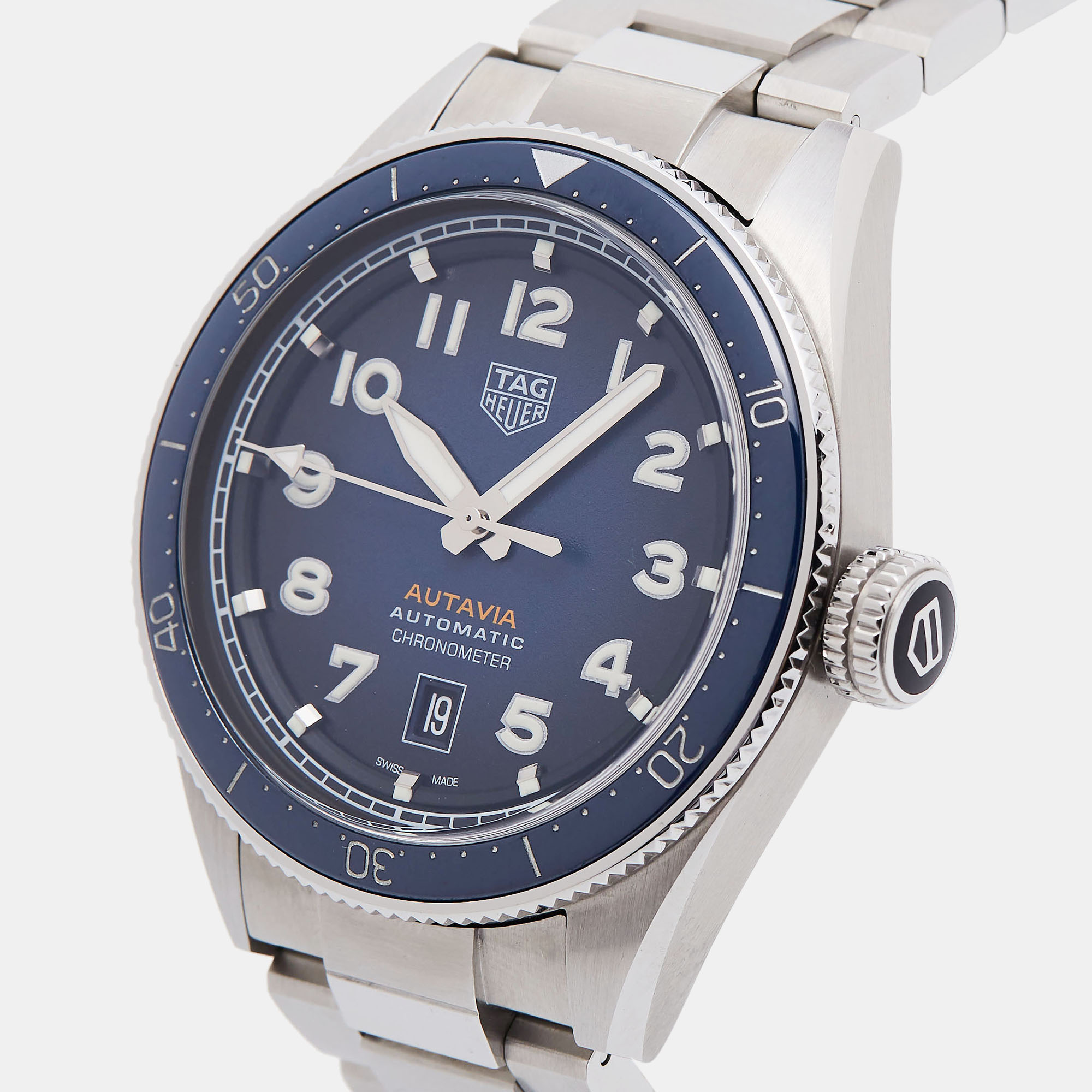 

Tag Heuer Blue Ceramic Stainless Steel Autavia WBE5119.EB0173 Men's Wristwatch, Silver