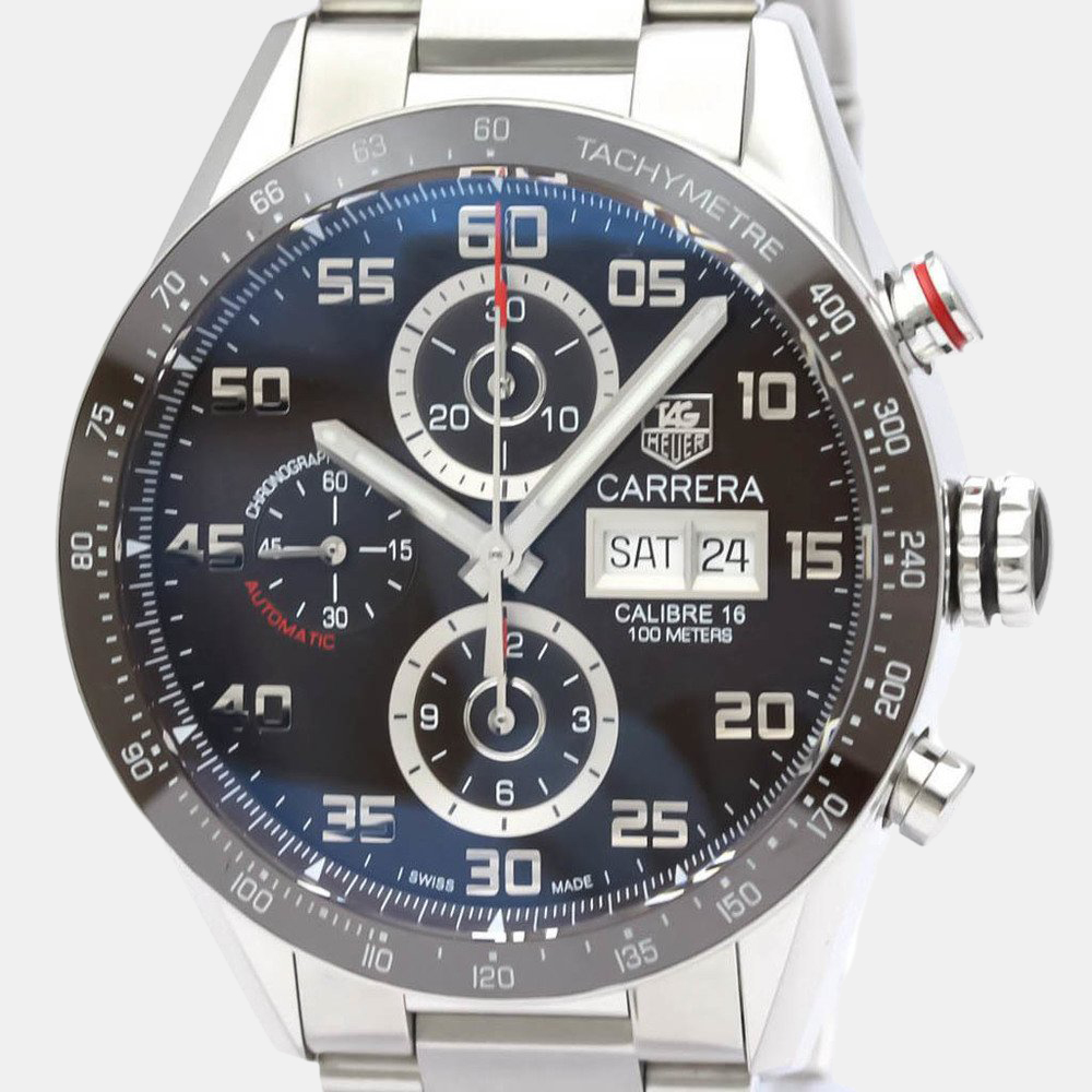 

Tag Heuer Brown Stainless Steel Carrera CV2A1S Automatic Men's Wristwatch 43 mm