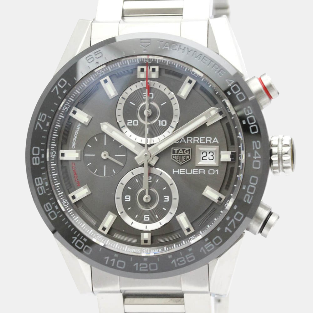 

Tag Heuer Grey Stainless Steel Carrera CAR201W Automatic Men's Wristwatch 43 mm