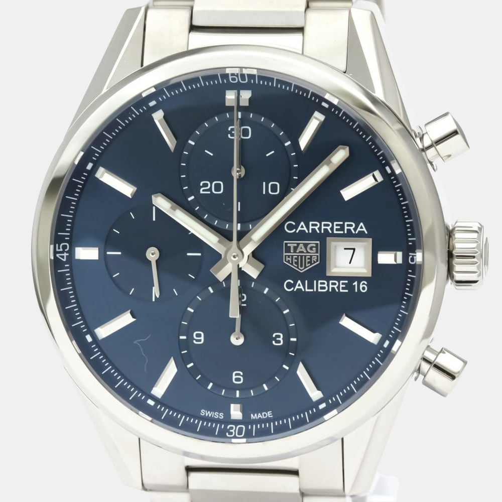 

Tag Heuer Blue Stainless Steel Carrera CBK2112 Automatic Men's Wristwatch 40 mm