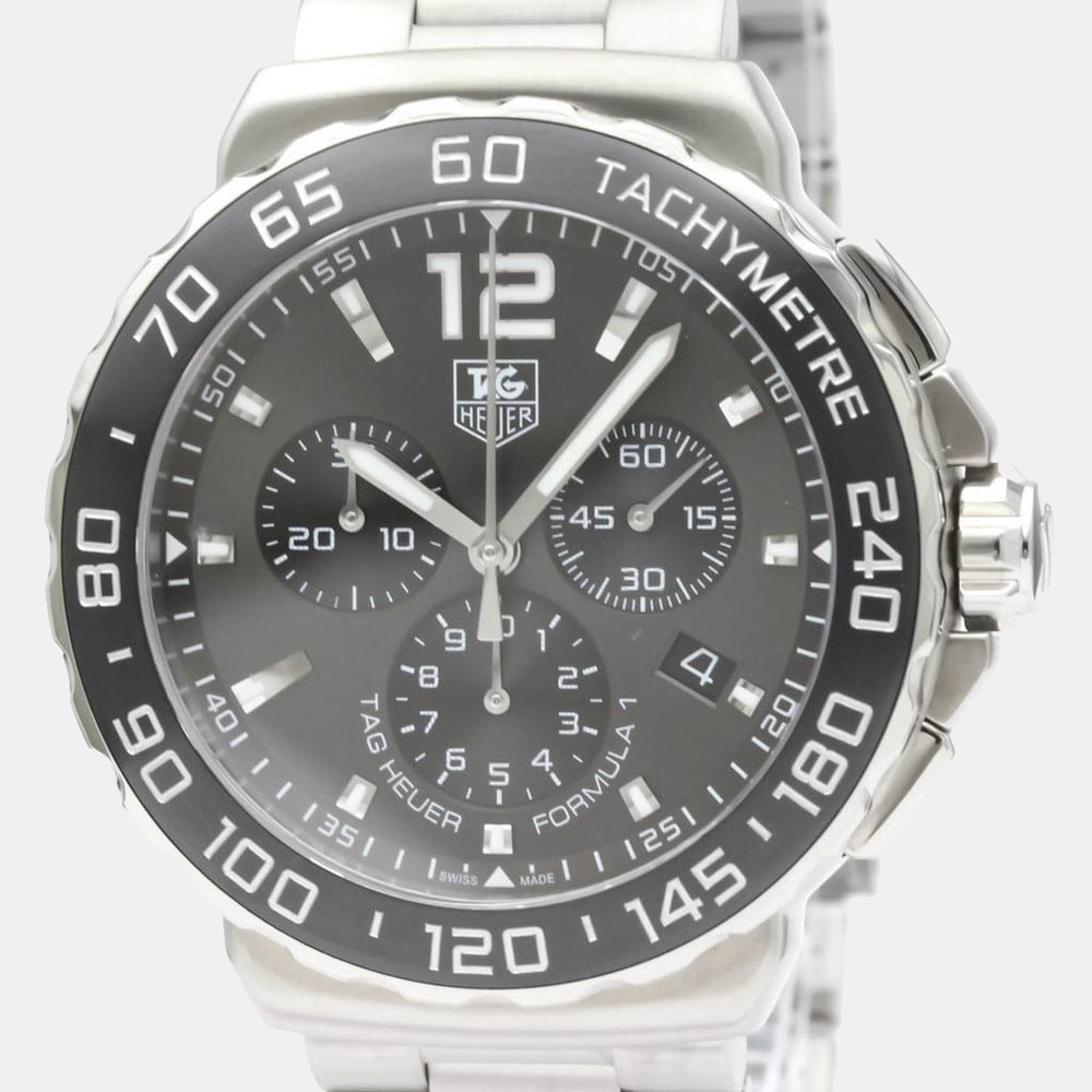 

Tag Heuer Grey Stainless Steel Formula 1 CAU1115 Quartz Men's Wristwatch 42 mm