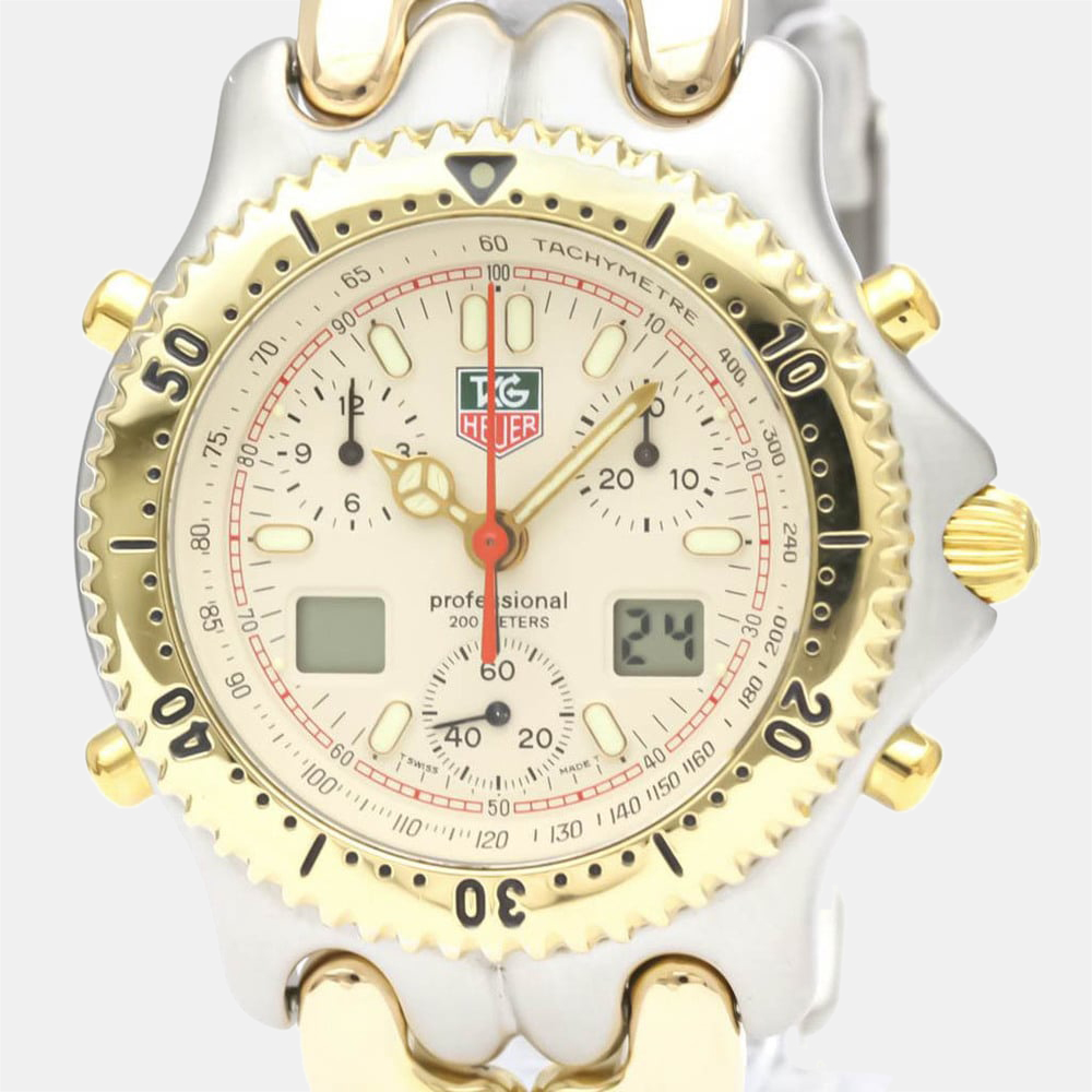 

Tag Heuer Ivory Gold Plated And Stainless Steel Sel CG1123 Quartz Men's Wristwatch 38 mm, White