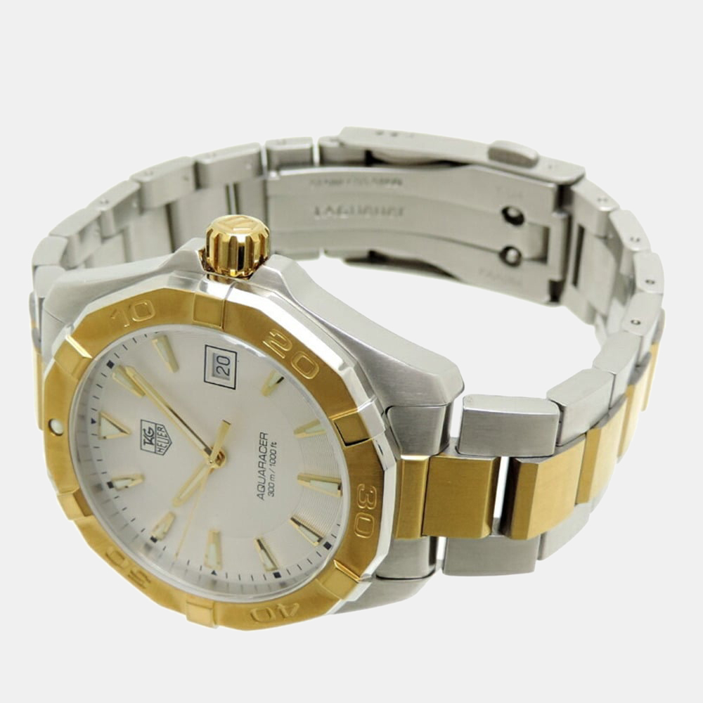 

Tag Heuer Silver Stainless Steel Aquaracer WAY1120.BB0930 Quartz Men's Wristwatch 41 mm