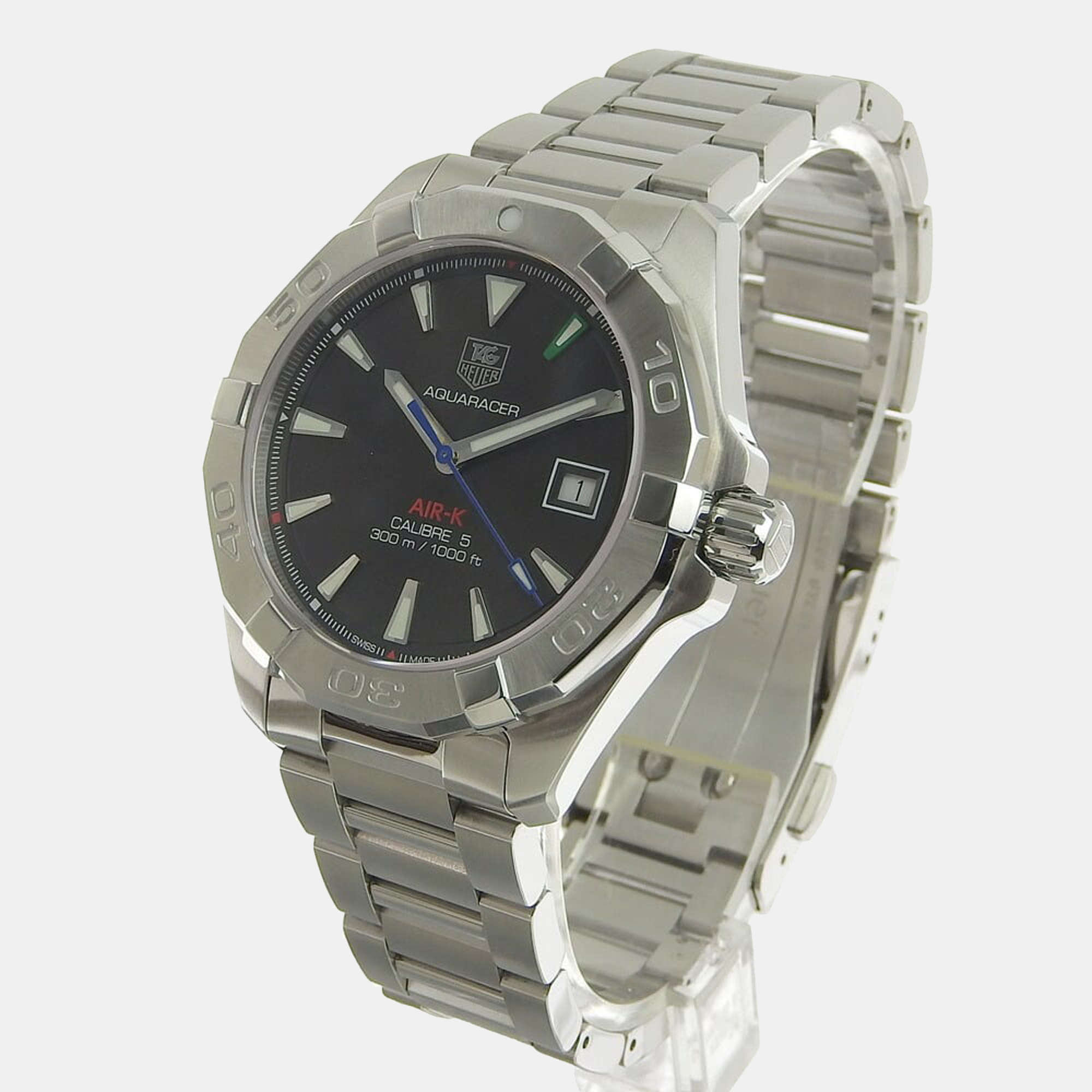 Pre-owned Tag Heuer Silver Stainless Steel Aquaracer Way2116 Automatic Men's Wristwatch 40 Mm