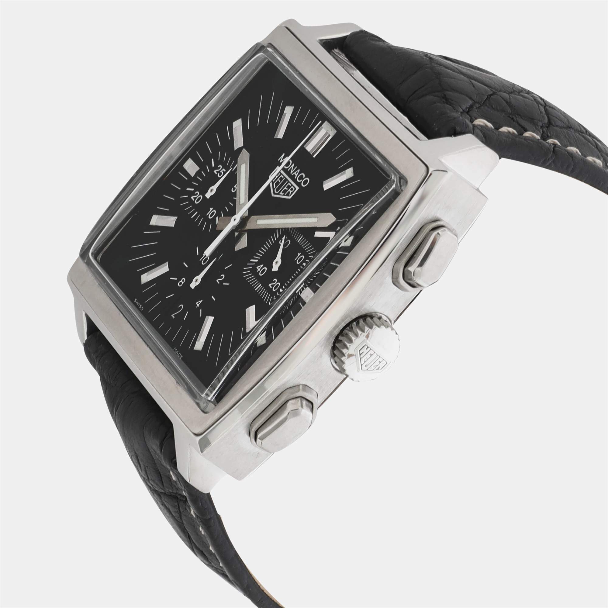 

Tag Heuer Black Stainless Steel Monaco CS2111 Automatic Men's Wristwatch 38 mm