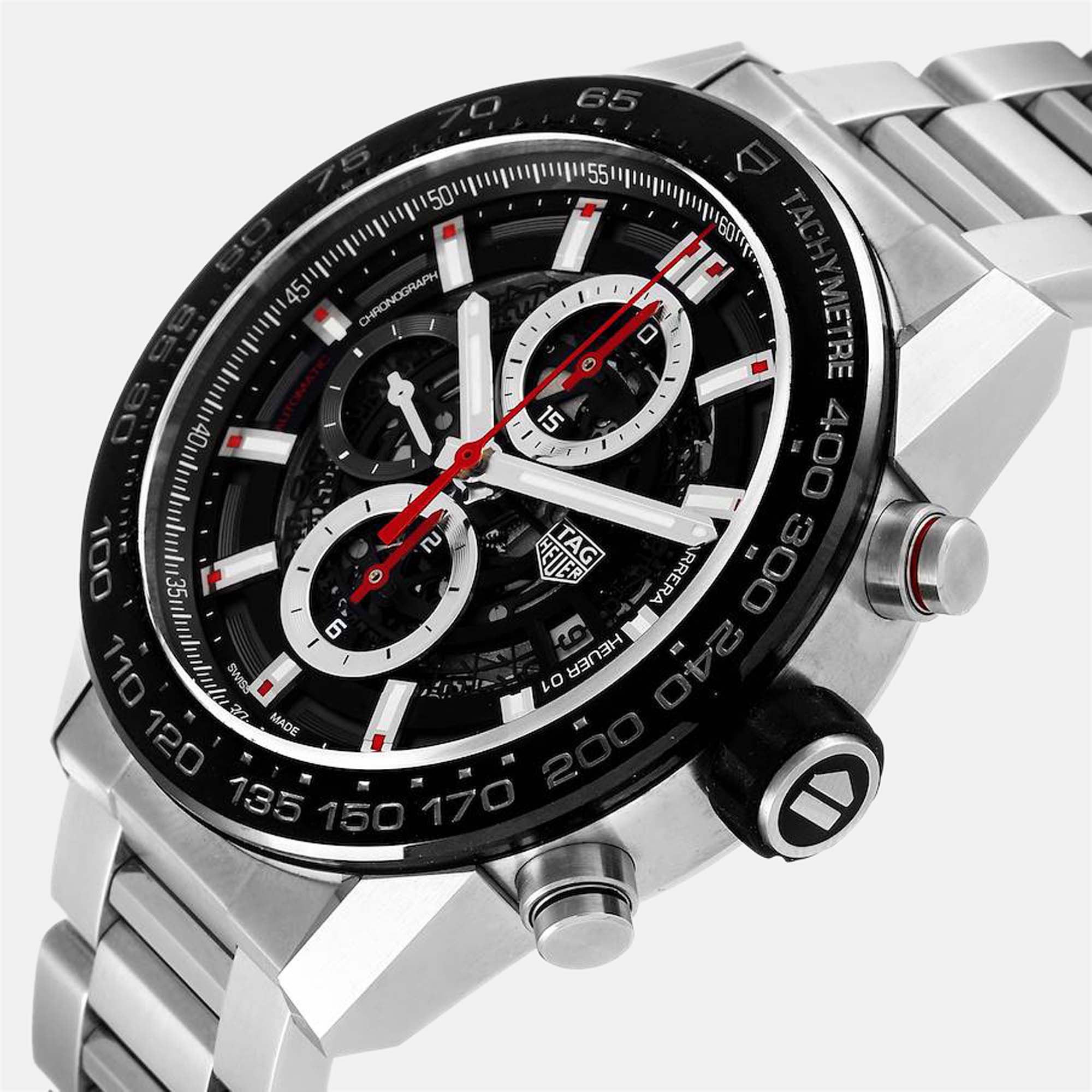 

Tag Heuer Black Stainless Steel Carrera CAR2A1W Men's Wristwatch 45 mm