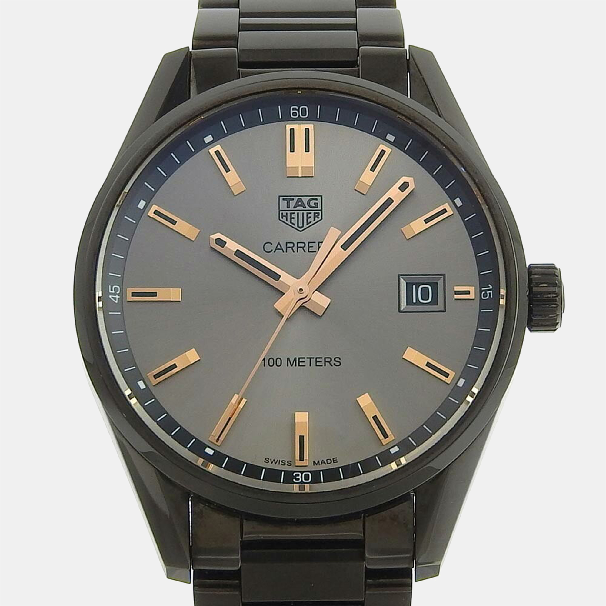 

Tag Heuer Black Stainless Steel Carrera Date WAR1113 Automatic Men's Wristwatch 39 mm