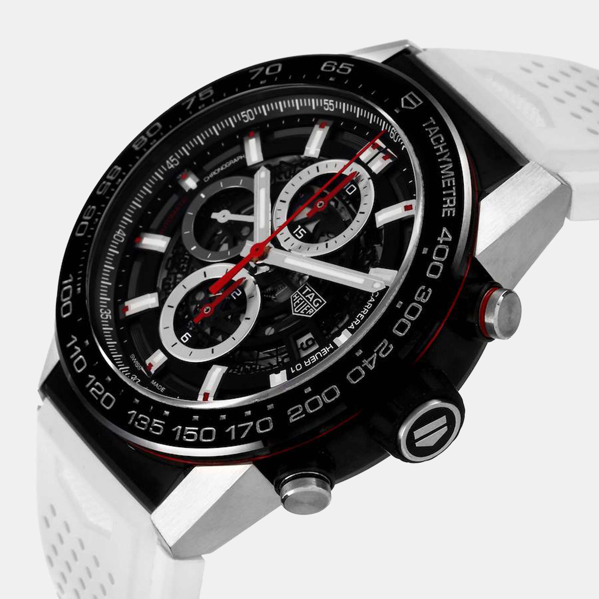 

Tag Heuer Black Stainless Steel Carrera Calibre Heuer 01 CAR2A1Z Automatic Men's Wristwatch 45 mm