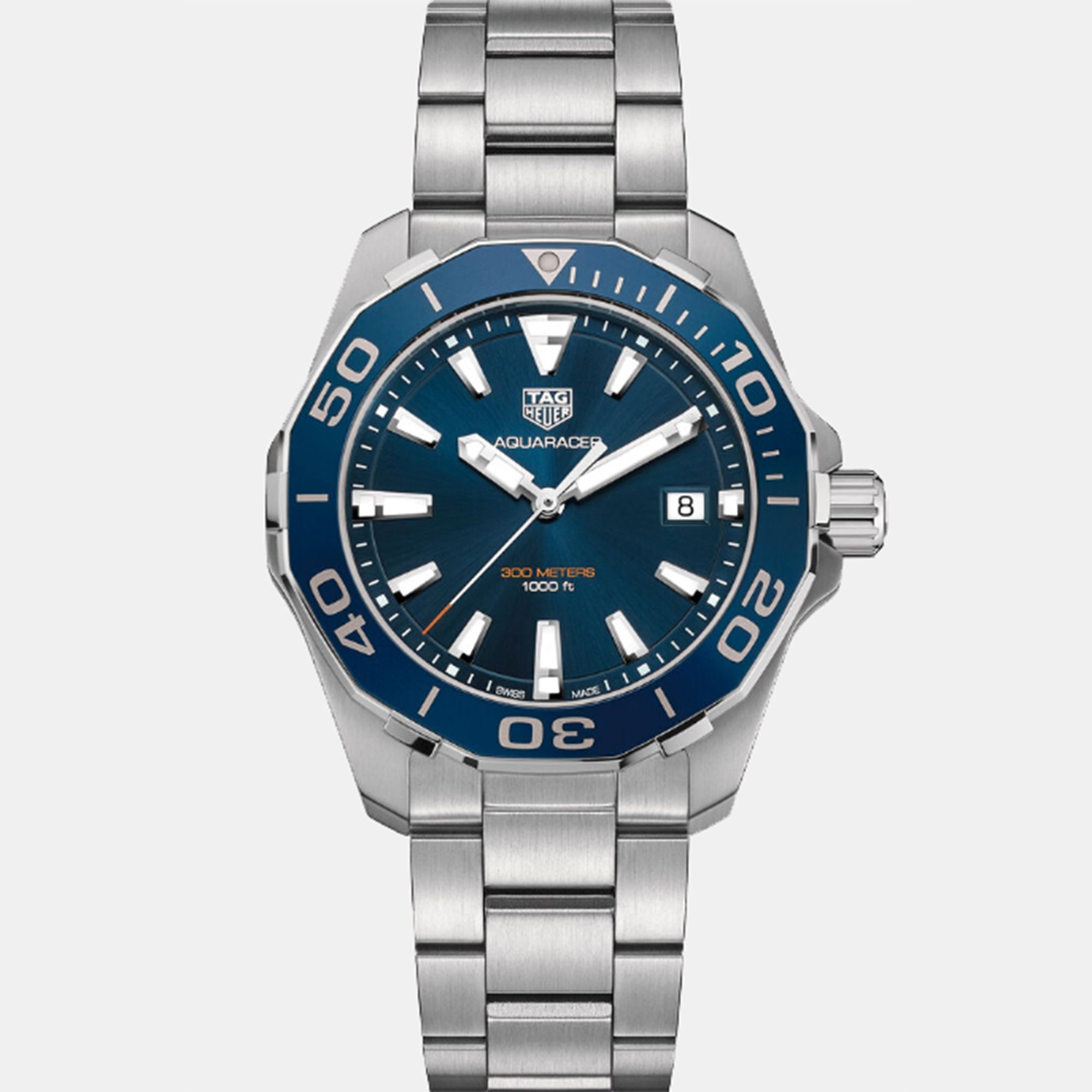

TAG Heuer Blue Stainless Steel Aquaracer WAY111C.BA0928 Quartz Men's Wristwatch 41 mm