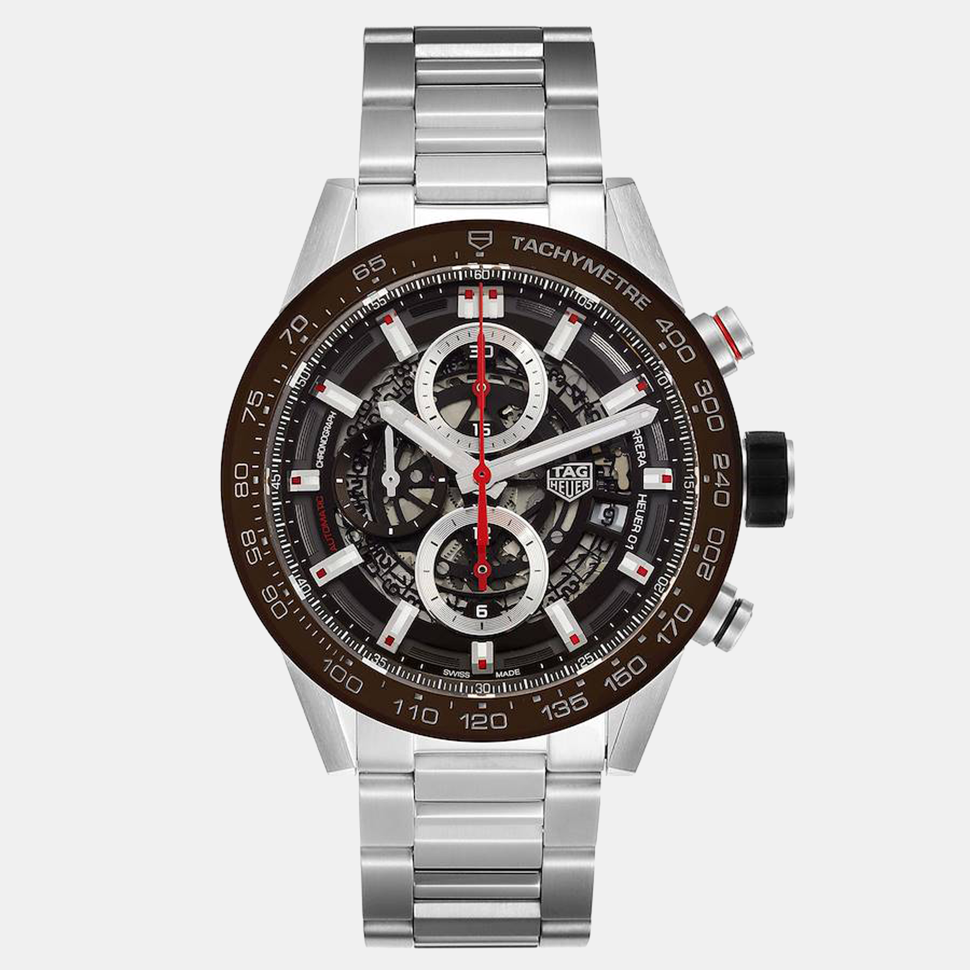 

Tag Heuer Black Stainless Steel Carrera CAR201U Automatic Men's Wristwatch 43 mm