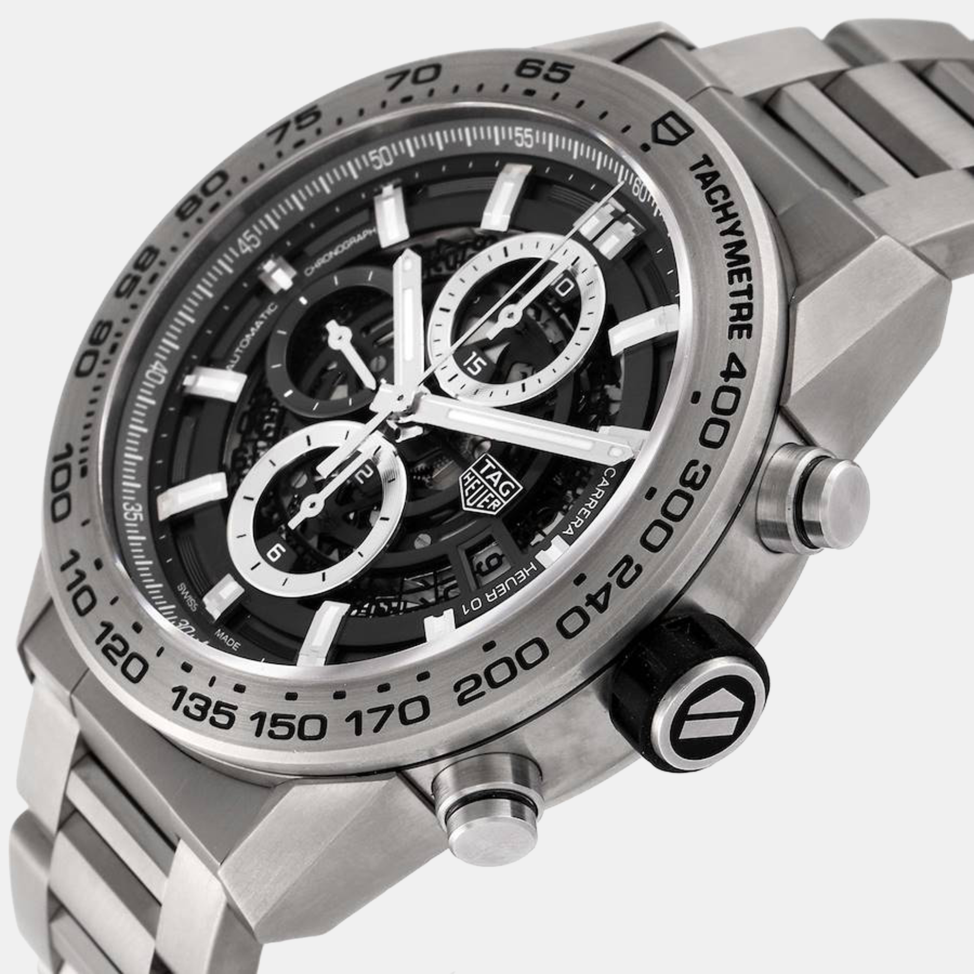 

Tag Heuer Black Titanium Carrera CAR2A8A Automatic Men's Wristwatch 45 mm