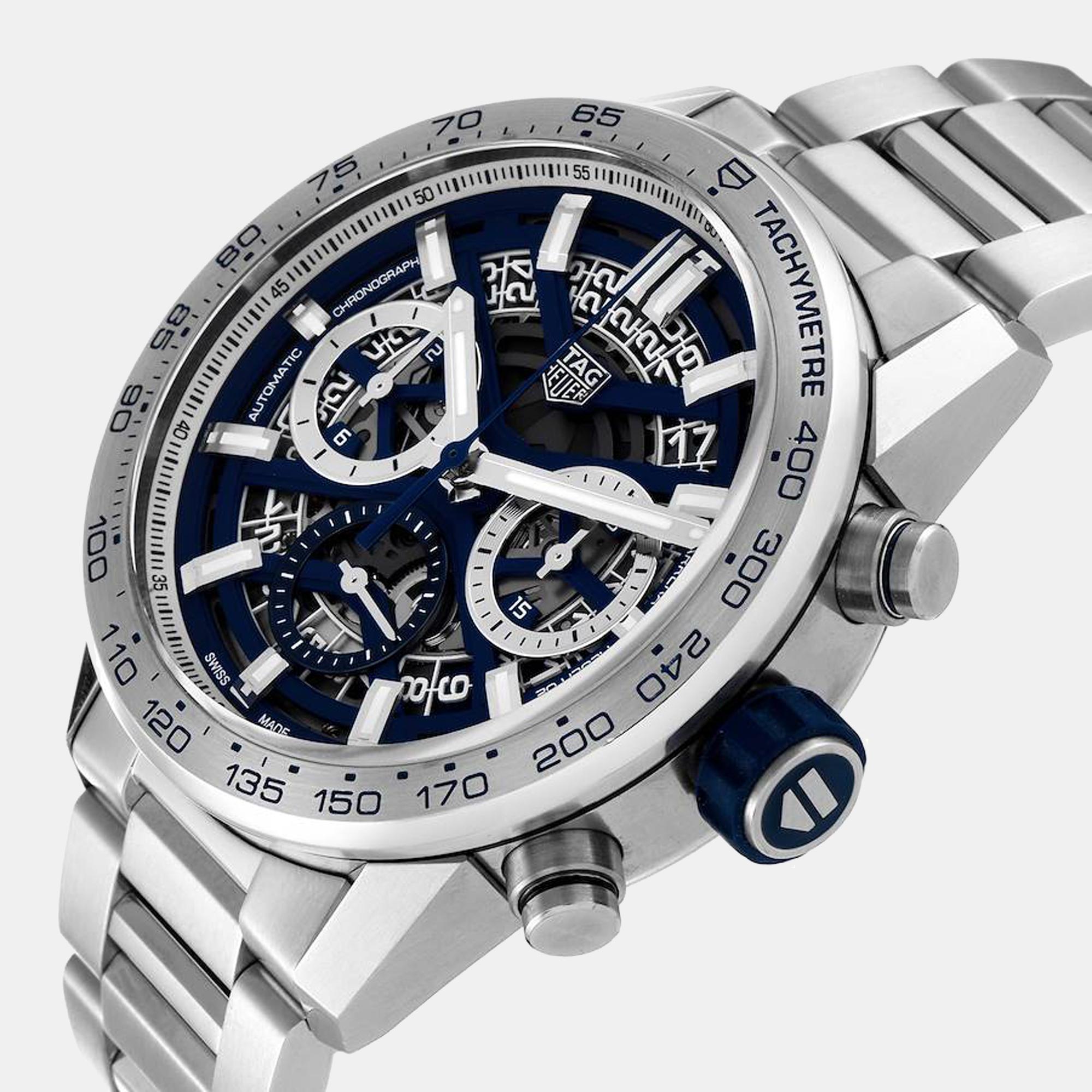 

Tag Heuer Blue Stainless Steel Carrera CBG2019 Automatic Men's Wristwatch 43 mm