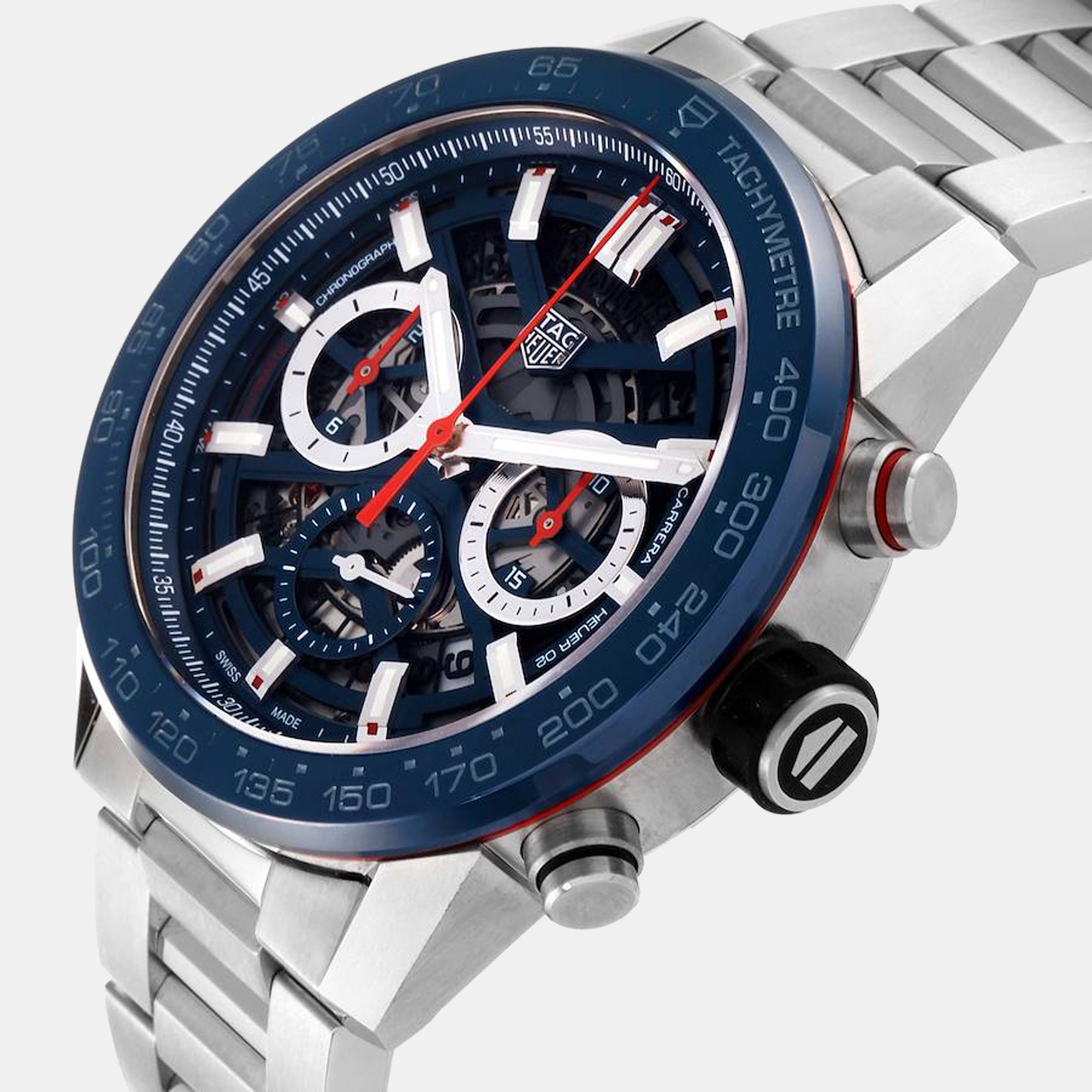 

Tag Heuer Blue Stainless Steel Carrera CBG2A11 Automatic Men's Wristwatch 45 mm
