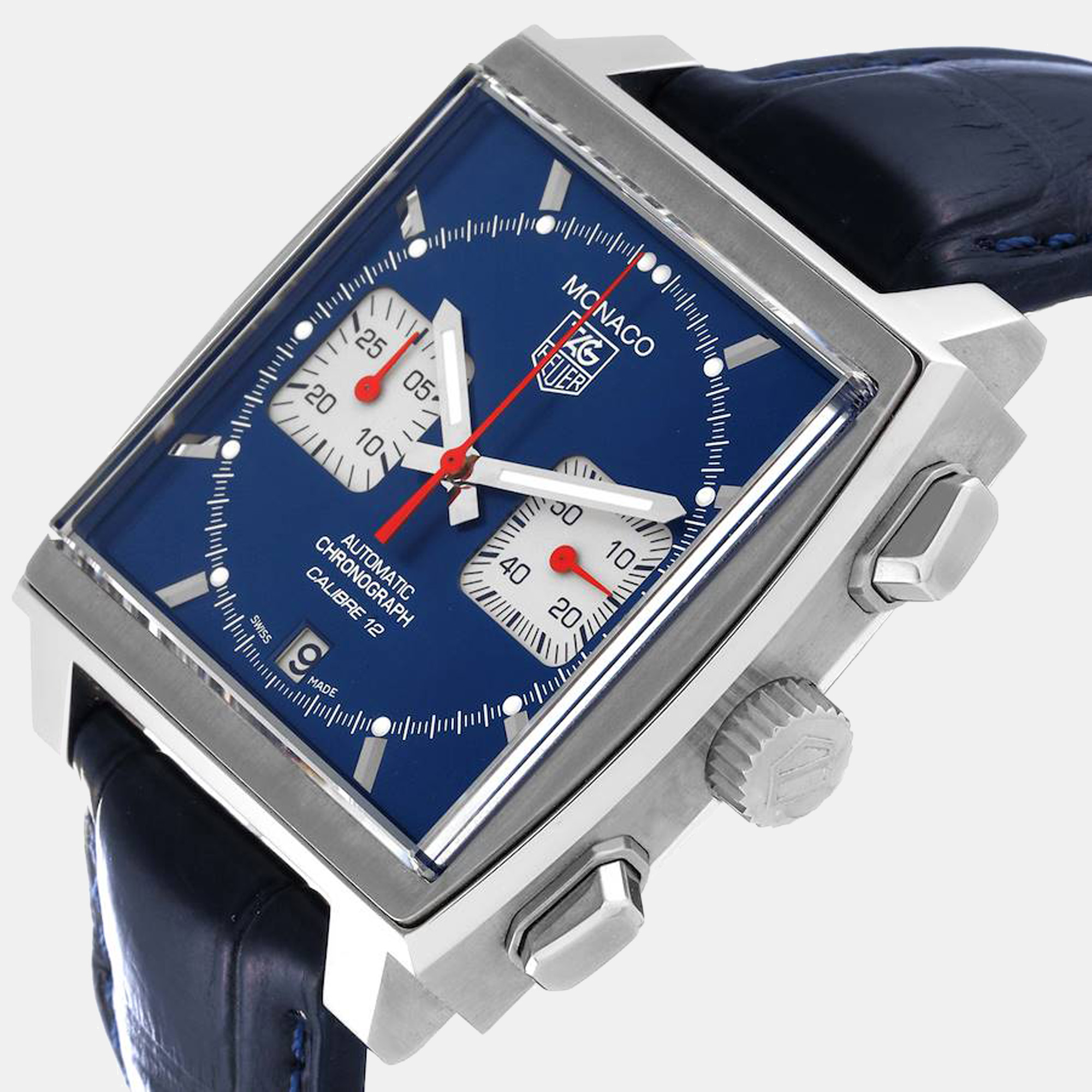 

Tag Heuer Blue Stainless Steel Monaco CAW2111 Automatic Men's Wristwatch 39 mm