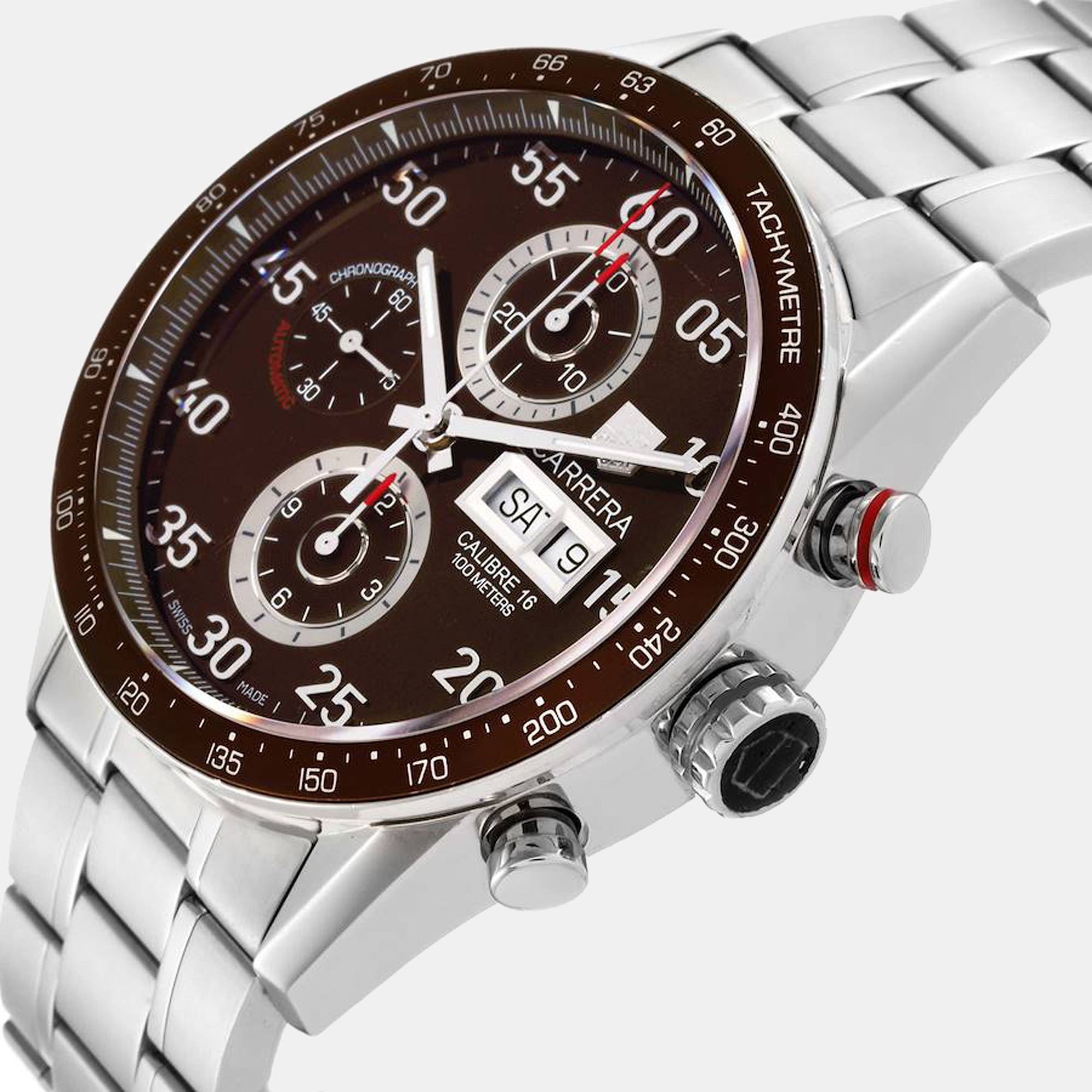 

Tag Heuer Brown Stainless Steel Carrera CV2A12 Automatic Men's Wristwatch