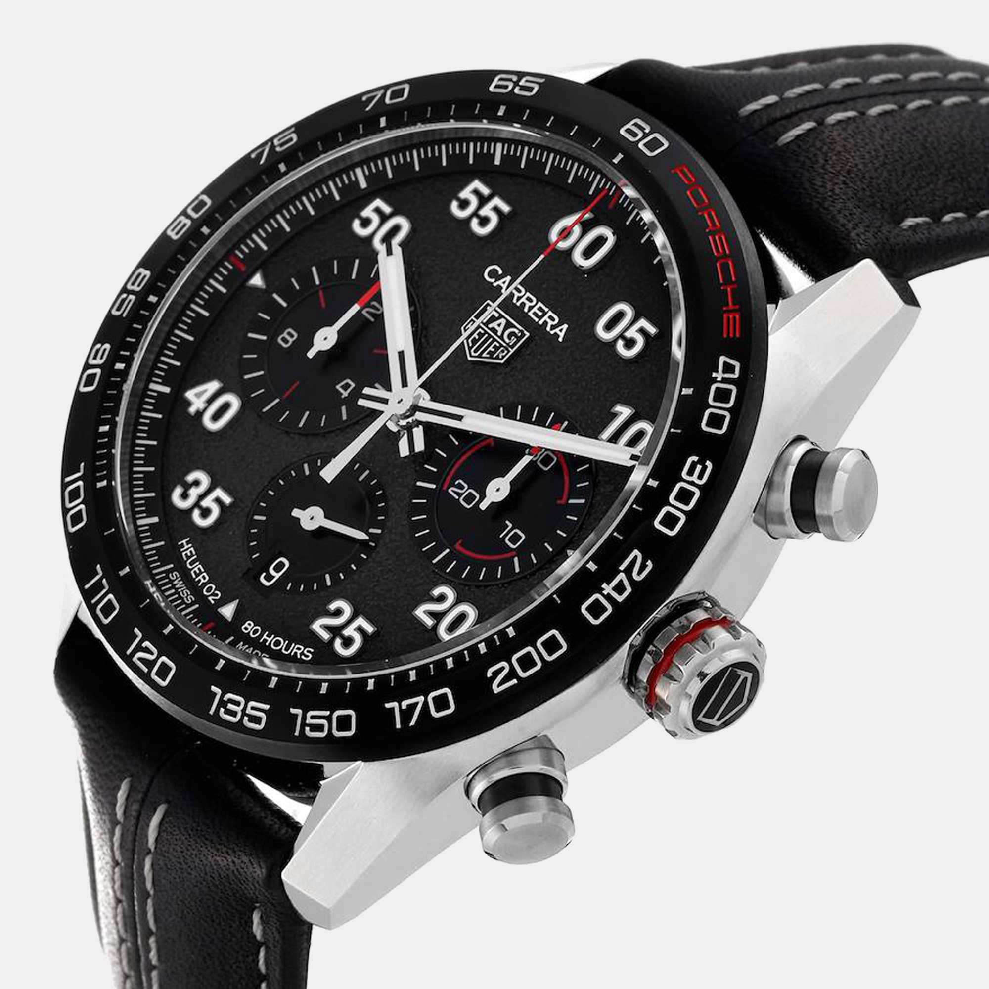 

Tag Heuer Black Stainless Steel Carrera Porsche LE Chronograph CBN2A1F Men's Wristwatch 44 mm