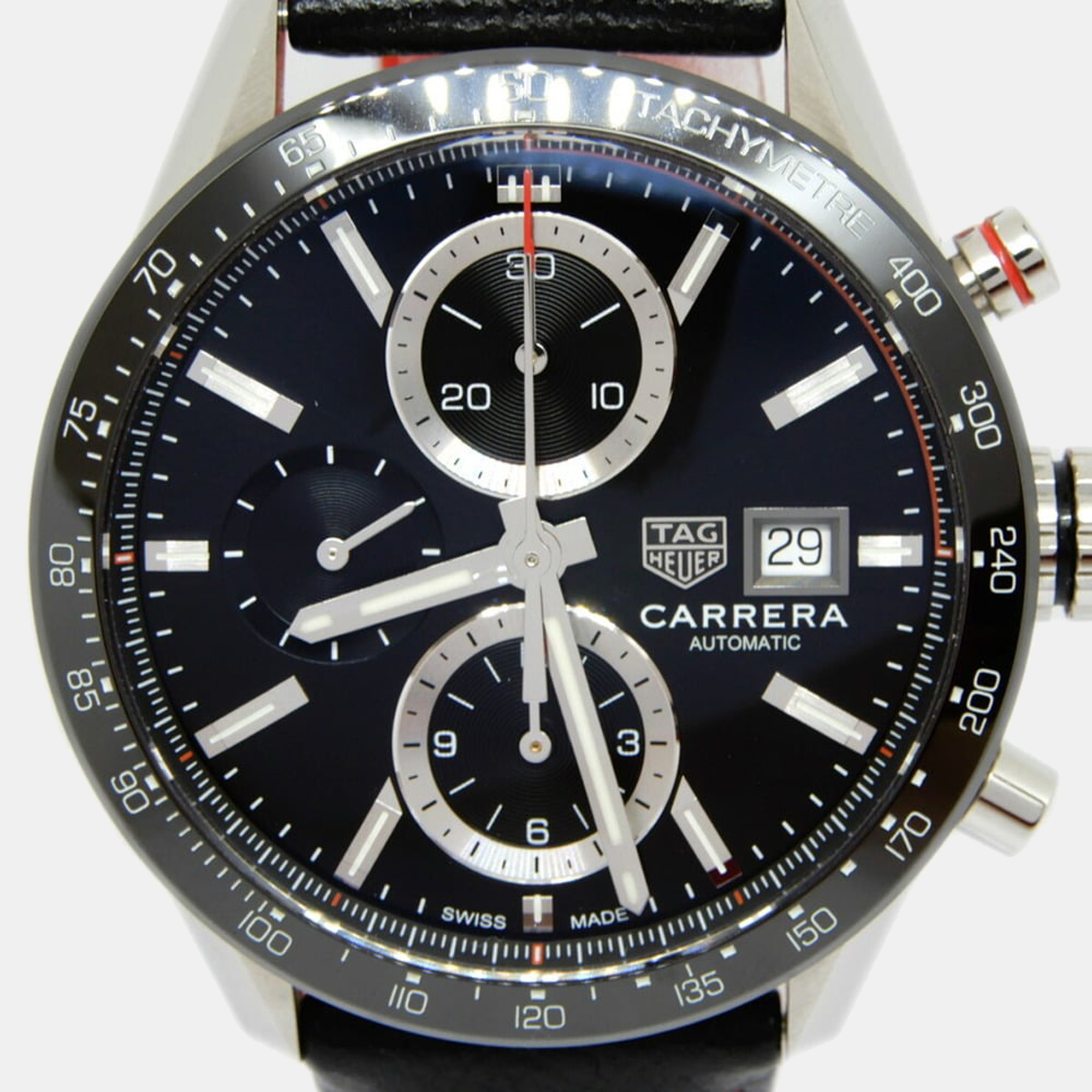 

Tag Heuer Black Stainless Steel Carrera CBM2110 Men's Wristwatch 41 mm
