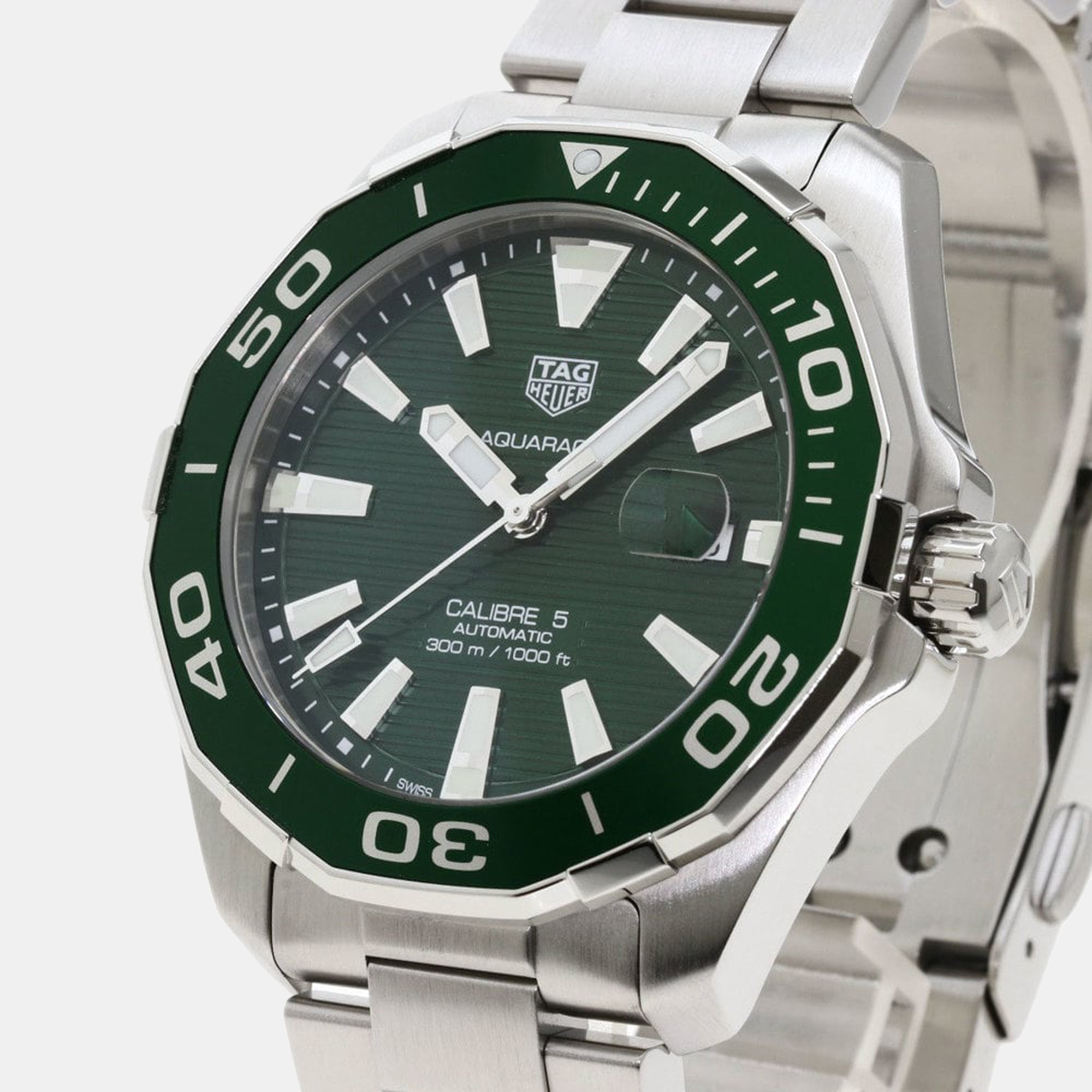 

Tag Heuer Green Stainless Steel Aquaracer Calibre 5 WAY201S Men's Wristwatch 45 mm