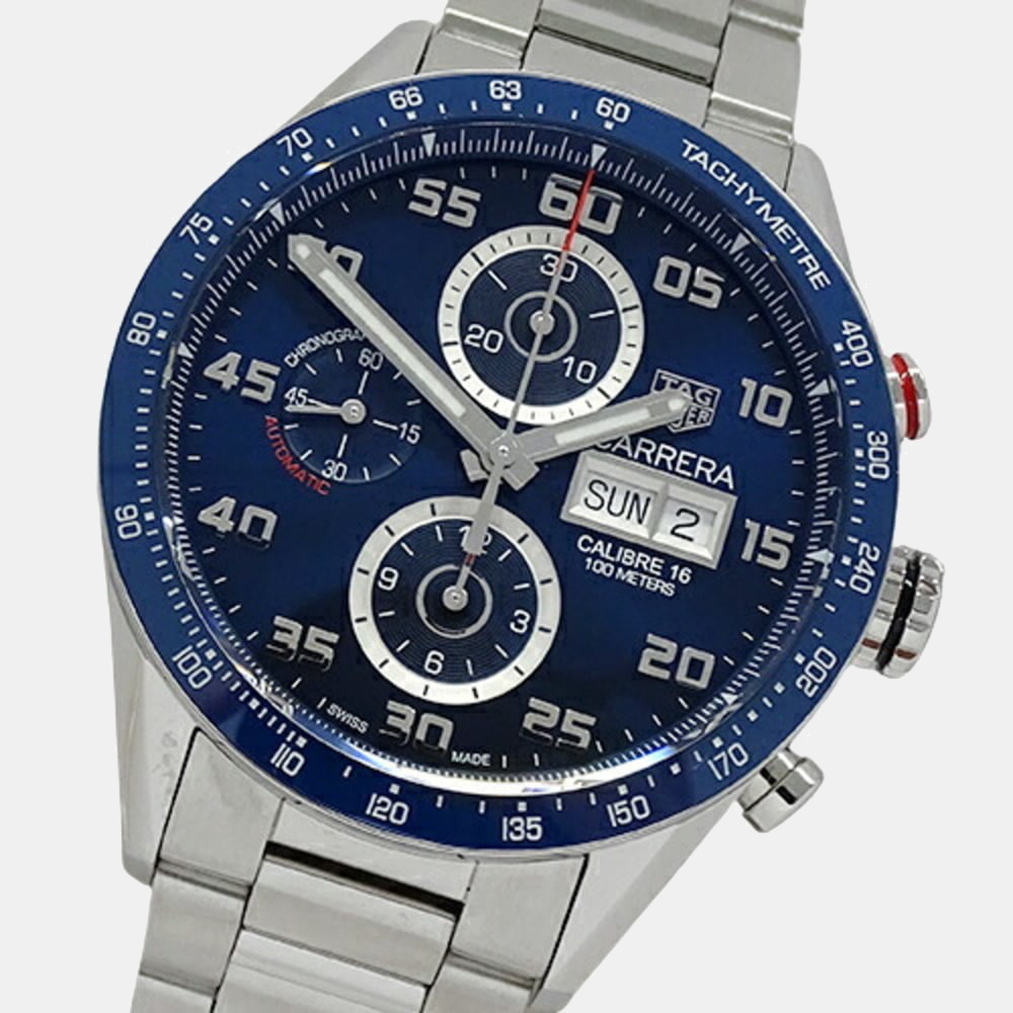 

Tag Heuer Blue Stainless Steel Carrera CV2A1V Men's Wristwatch 44 mm