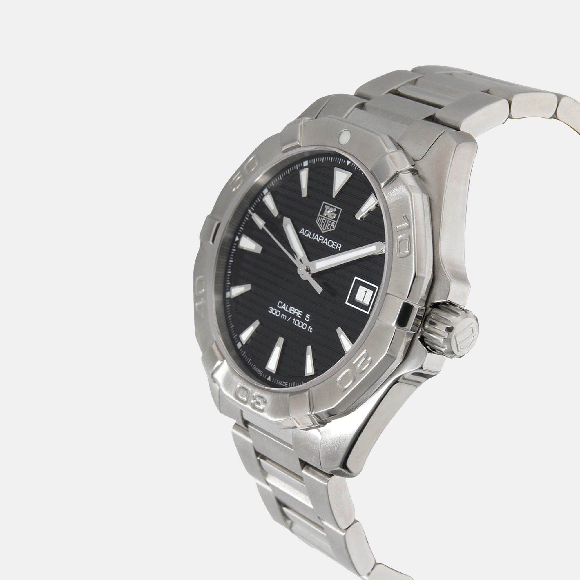 

Tag Heuer Black Stainless Steel Aquaracer WAY2110 Men's Wristwatch 41 mm