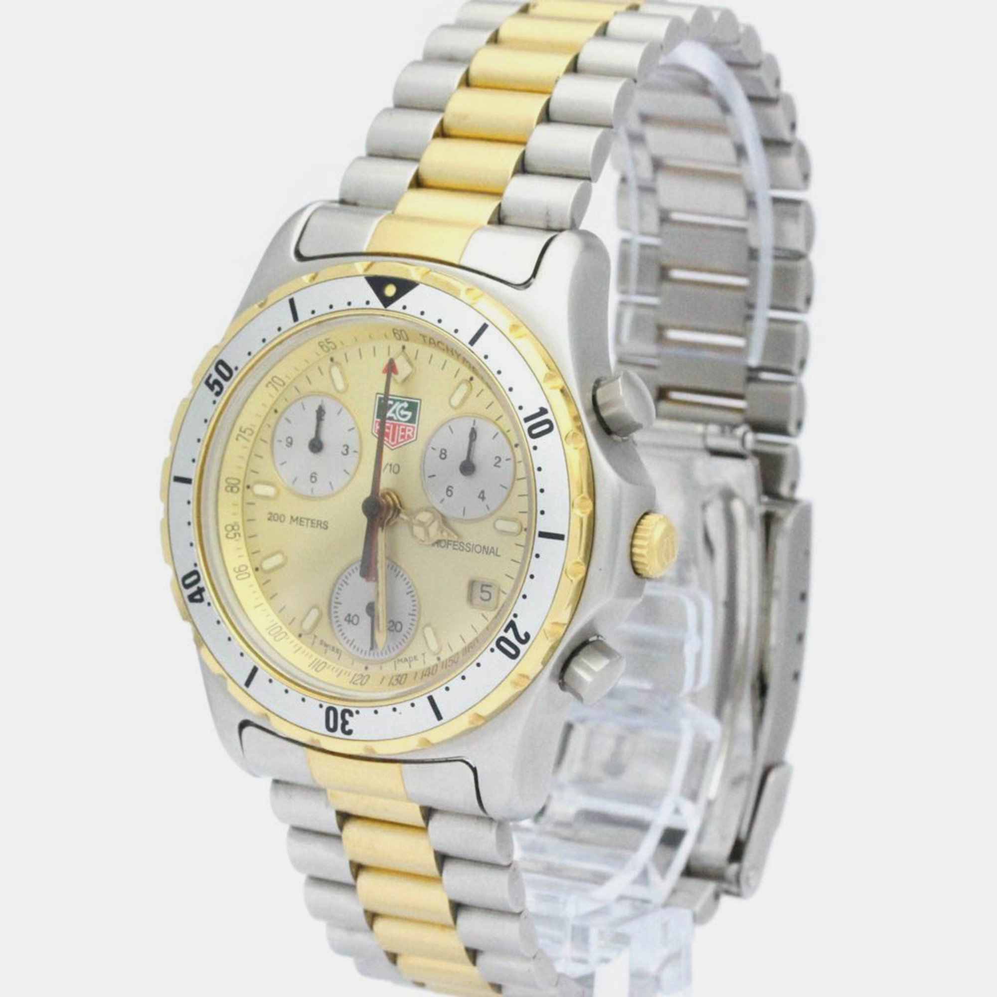 

Tag Heuer Gold Yellow Gold Plated And Stainless Steel Professional CE1121 Quartz Men's Wristwatch 39 mm