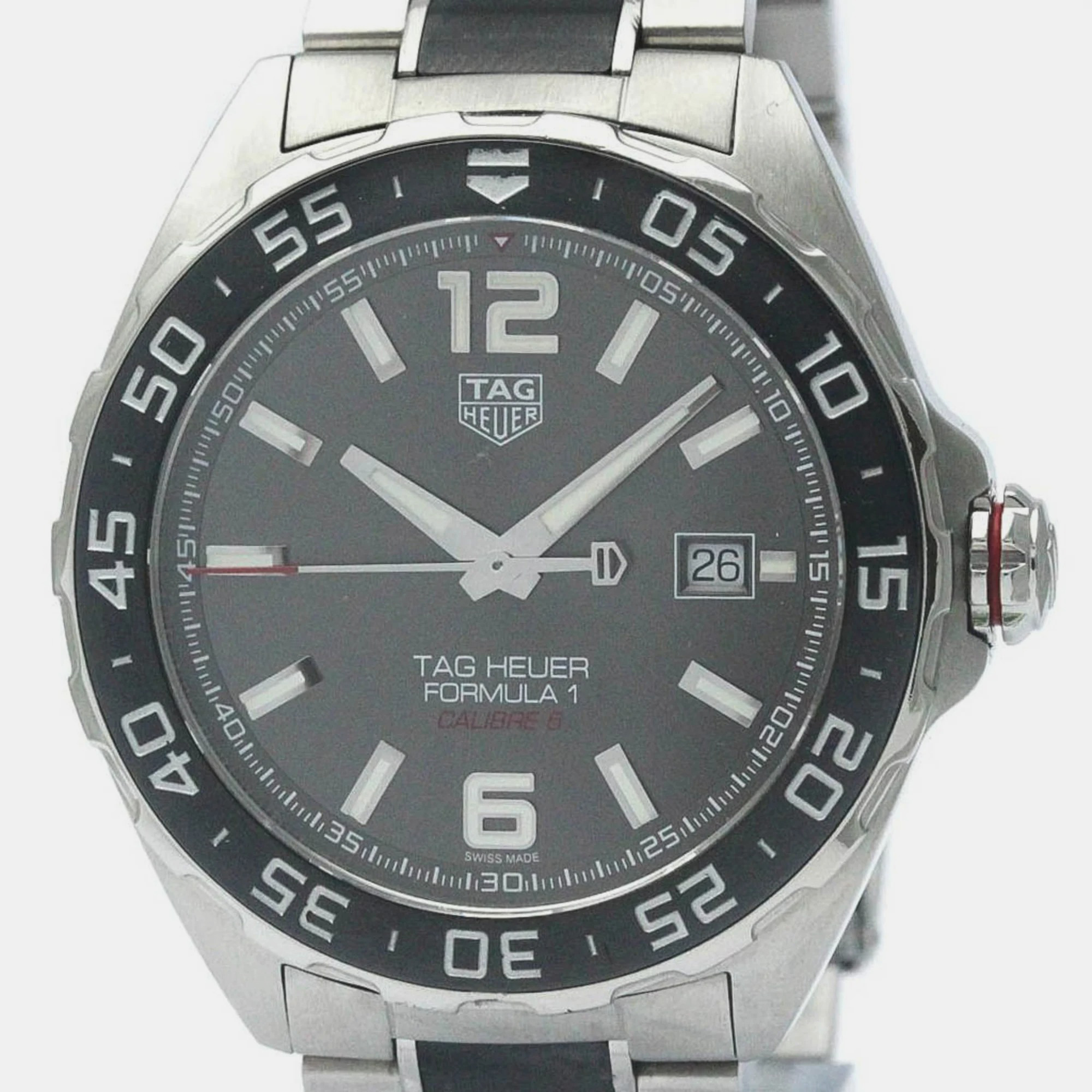 Pre-owned Tag Heuer Black Stainless Steel Formula 1 Automatic Men's Wristwatch 43 Mm