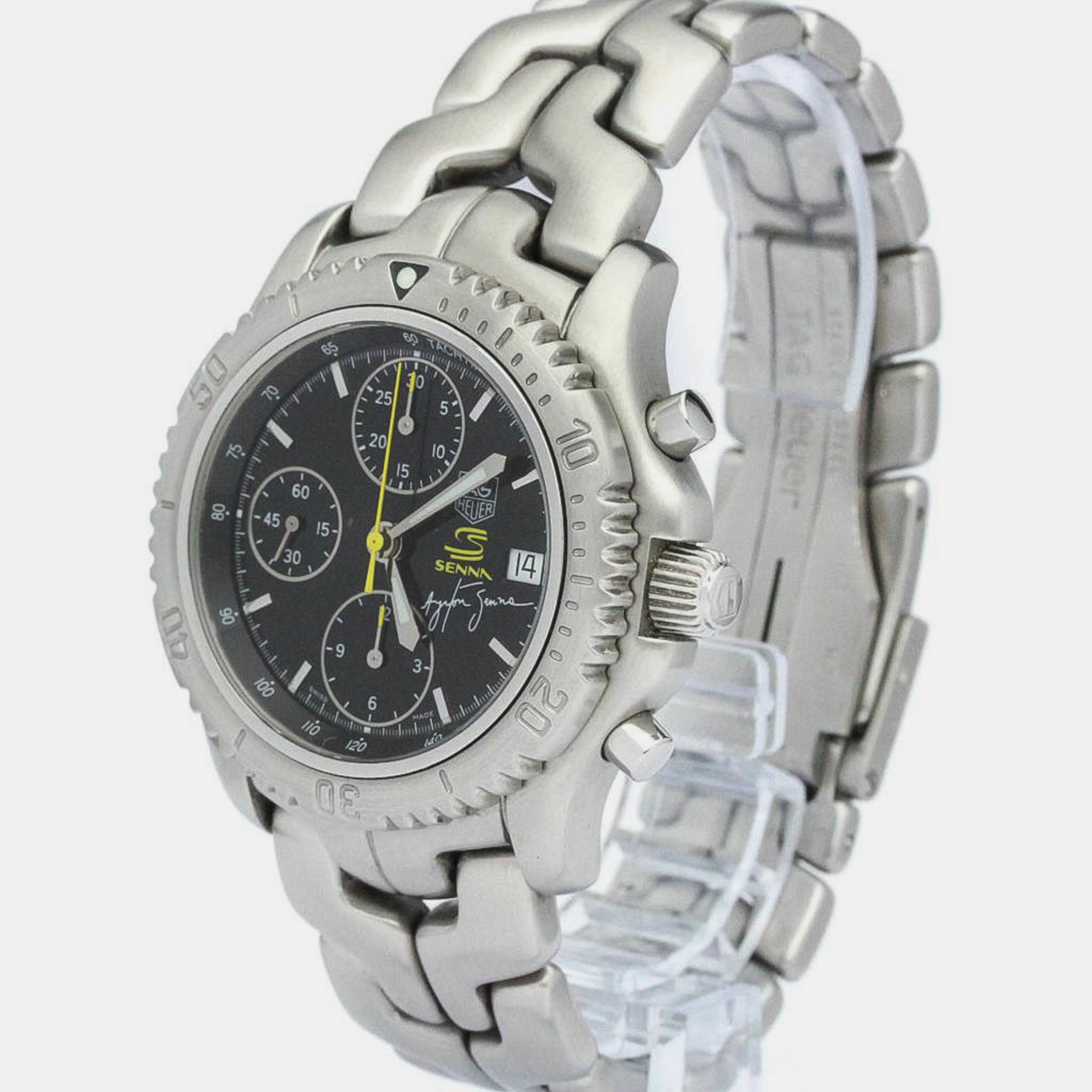

Tag Heuer Black Stainless Steel Link CT2115 Automatic Men's Wristwatch 40 mm