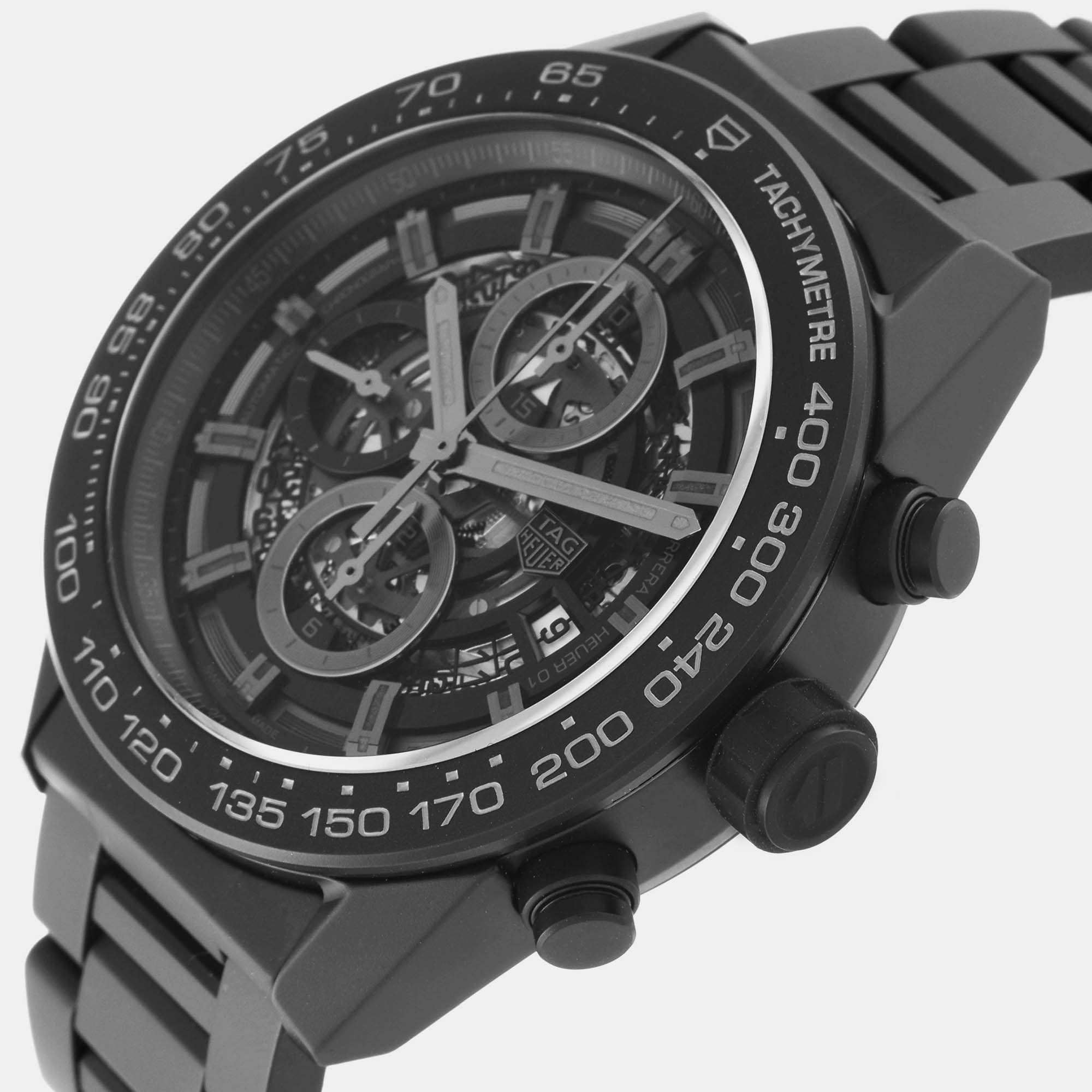 

Tag Heuer Black Stainless Steel Carrera CAR2A91 Automatic Men's Wristwatch 45 mm