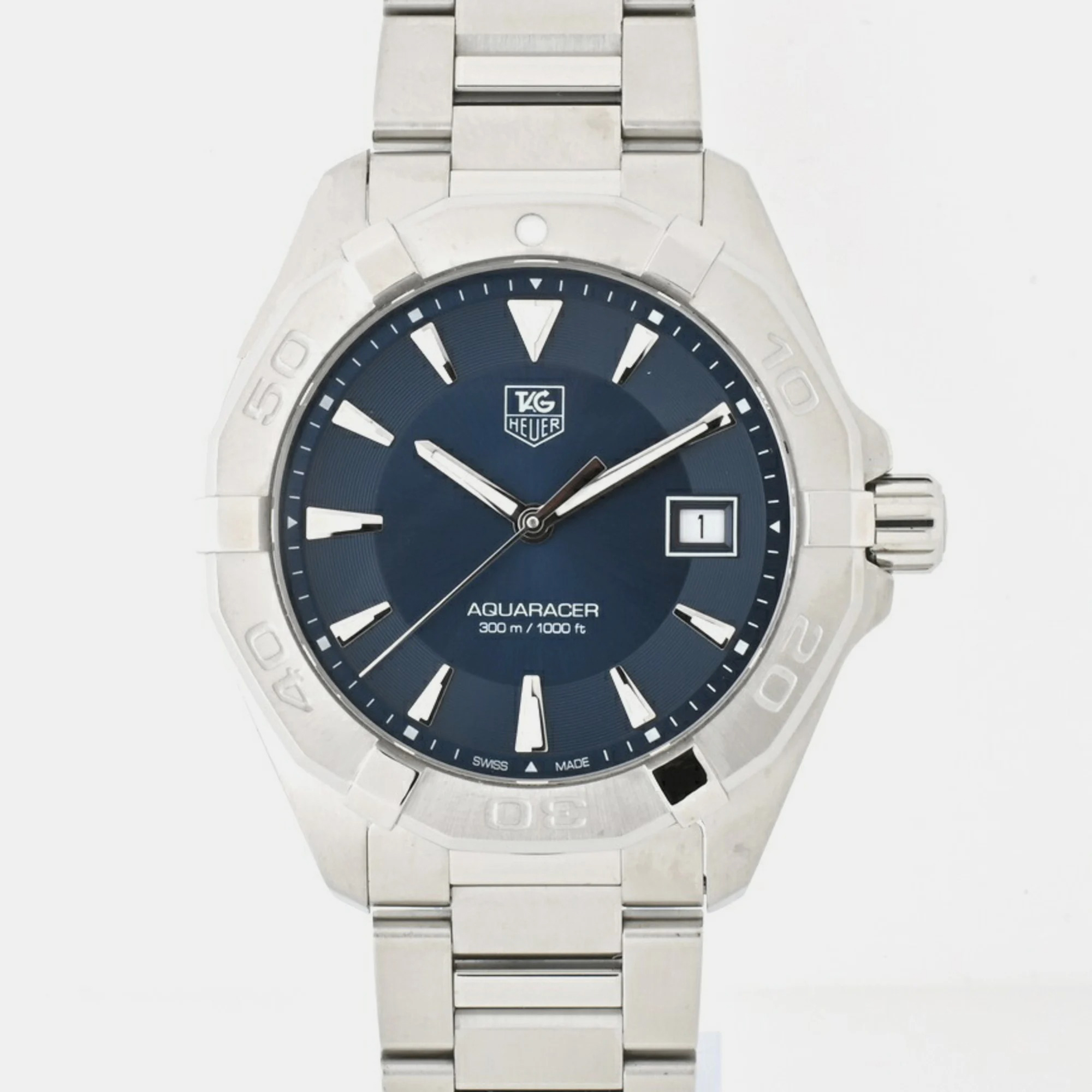 

Tag Heuer Blue Stainless Steel Aquaracer WAY1112.BA0928 Quartz Men's Wristwatch 40 mm