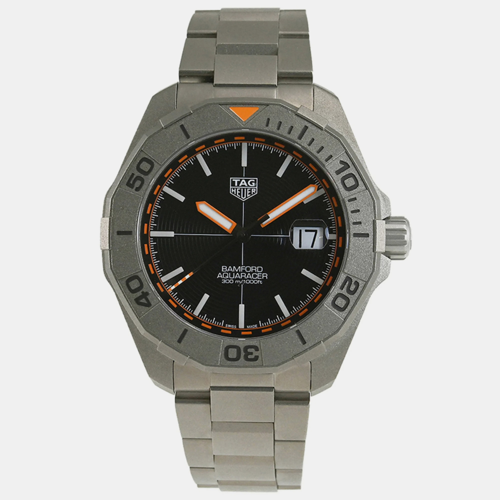 Pre-owned Tag Heuer Black Titanium Aquaracer Way208f.bf0638 Automatic Men's Wristwatch 43 Mm
