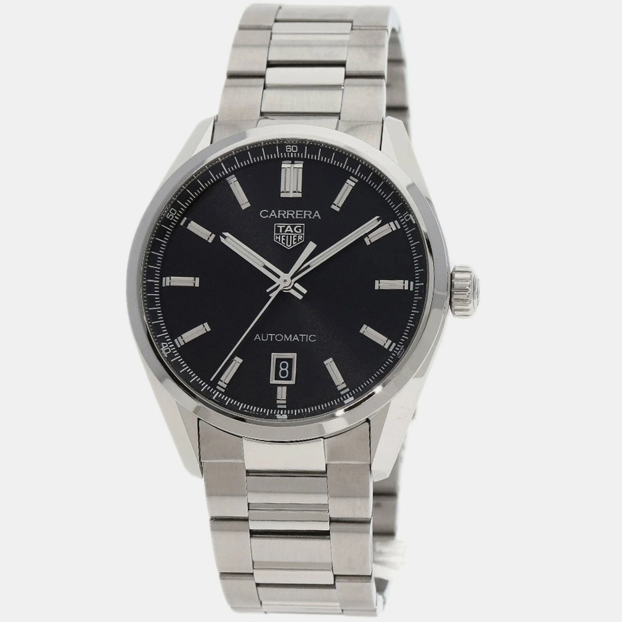 Pre-owned Tag Heuer Black Stainless Steel Carrera Wbn2110.ba0639 Automatic Men's Wristwatch 39 Mm