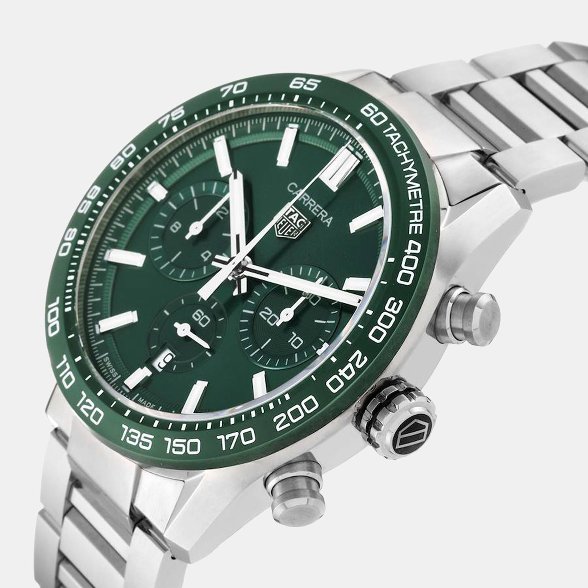 

Tag Heuer Green Stainless Steel Carrera CBN2A1N Automatic Men's Wristwatch 44 mm